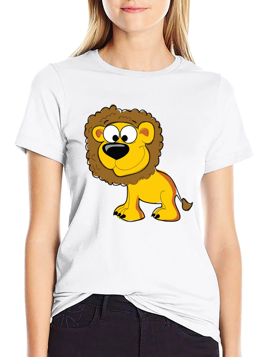 Lion Cartoon Graphic Black T-Shirt