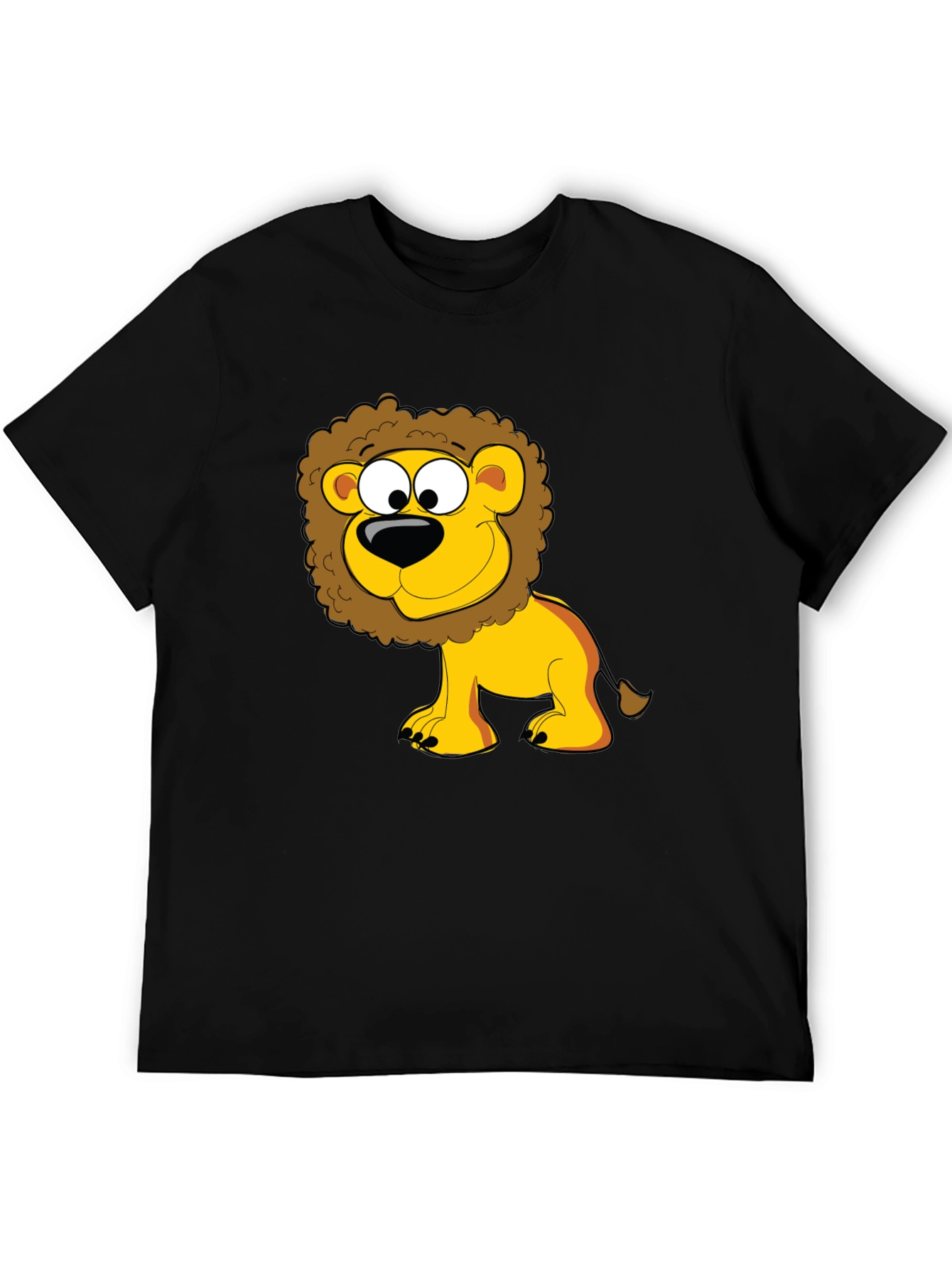 Lion Cartoon Graphic Black T-Shirt