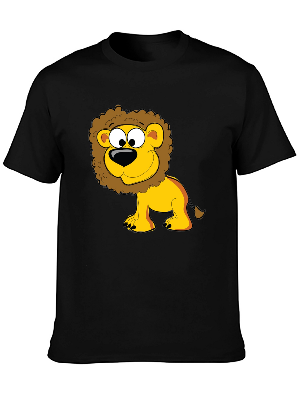 Lion Cartoon Graphic Black T-Shirt