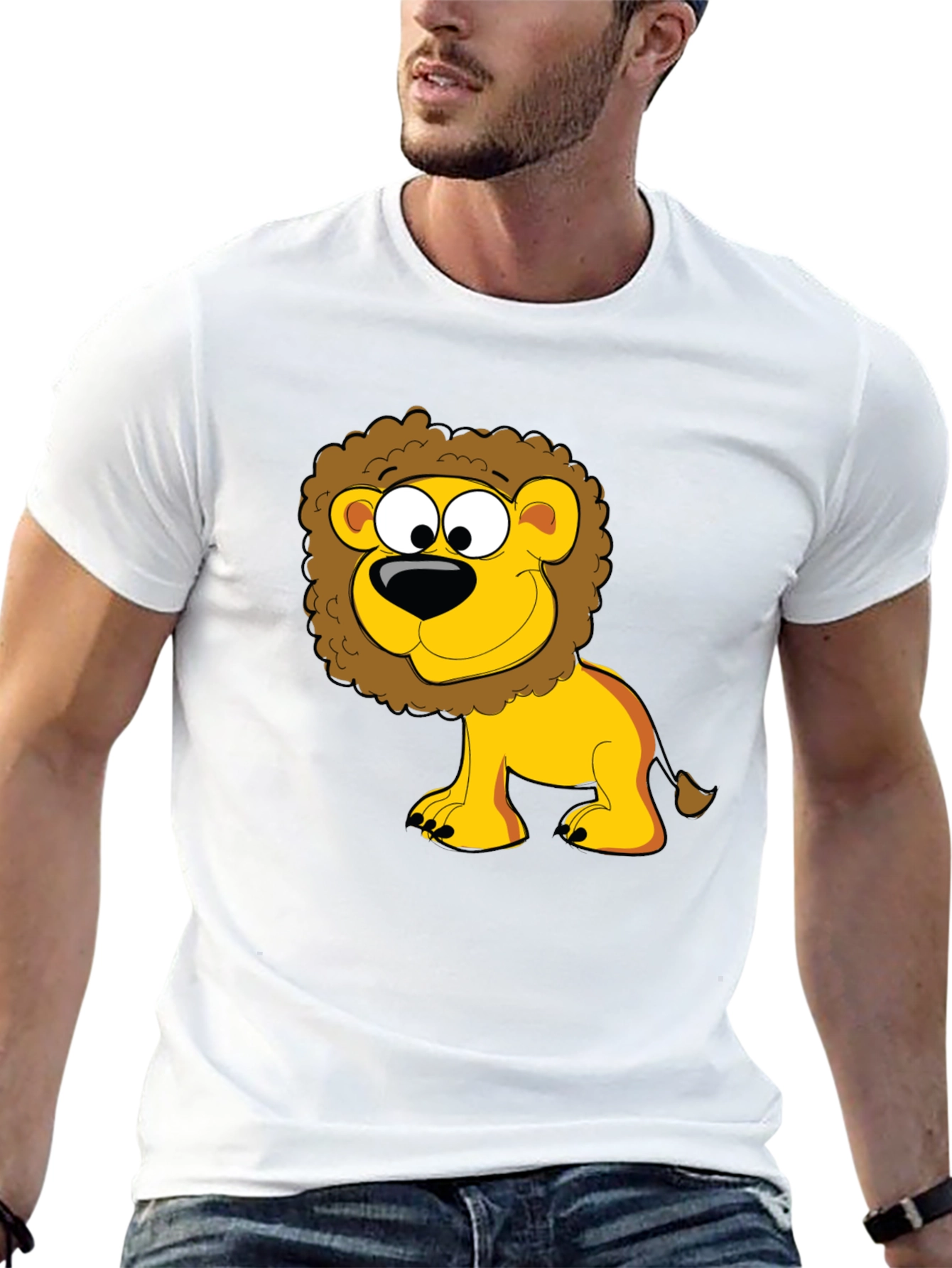 Lion Cartoon Graphic Black T-Shirt