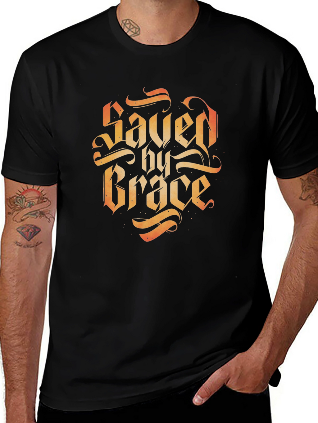 Saved by Grace Graphic Tee - Religious Faith T-Shirt