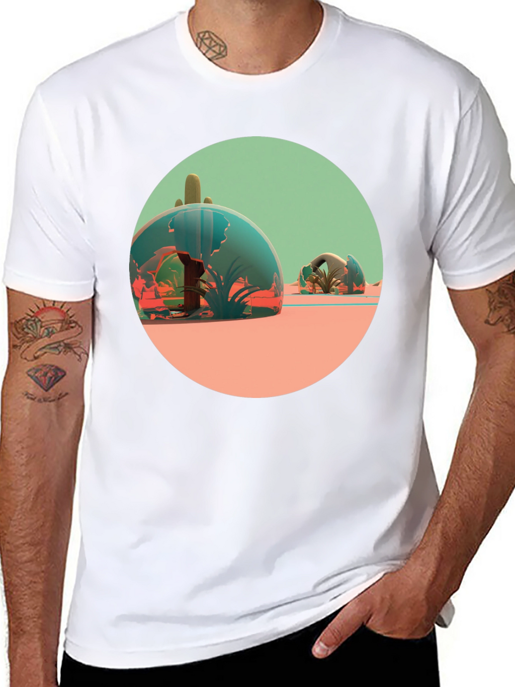 Desert Terrarium Graphic Tee - Black Cotton Blend