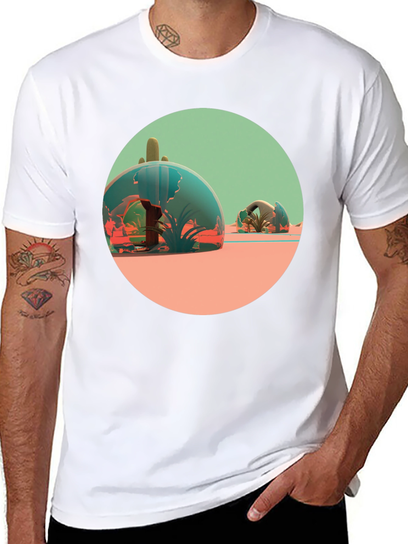 Desert Terrarium Graphic Tee - Black Cotton Blend