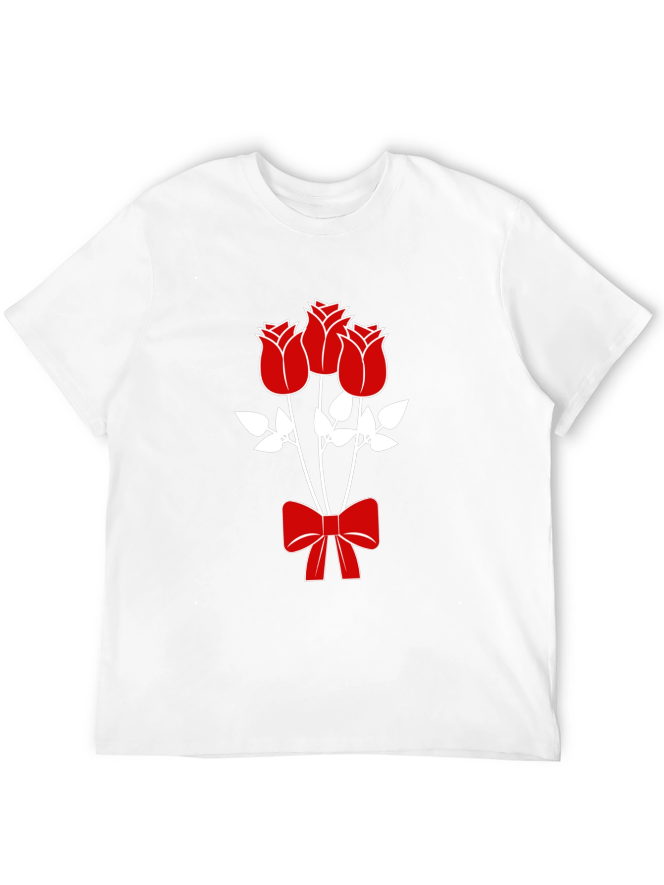 Mens Black Graphic Tee - Roses & Bow