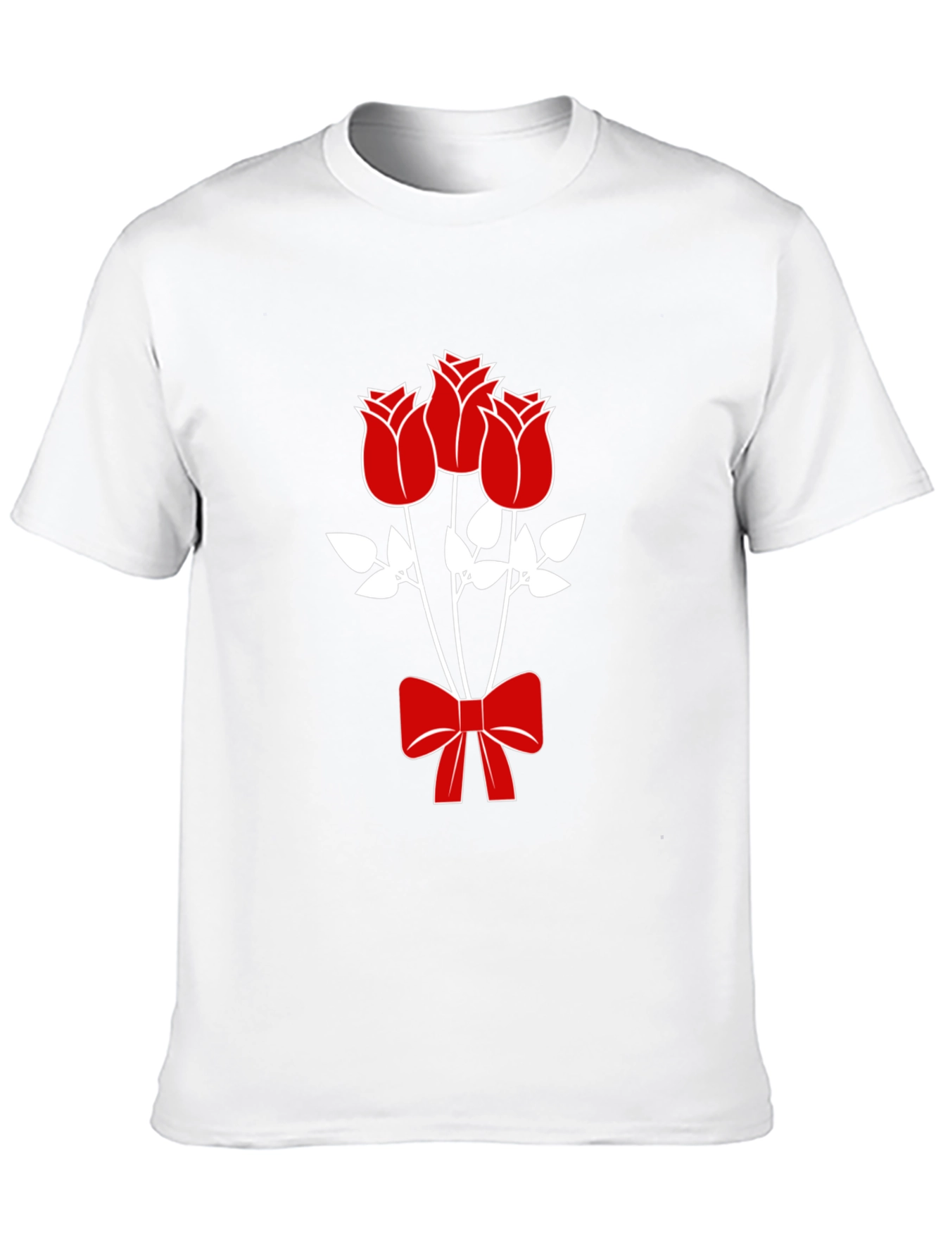Mens Black Graphic Tee - Roses & Bow