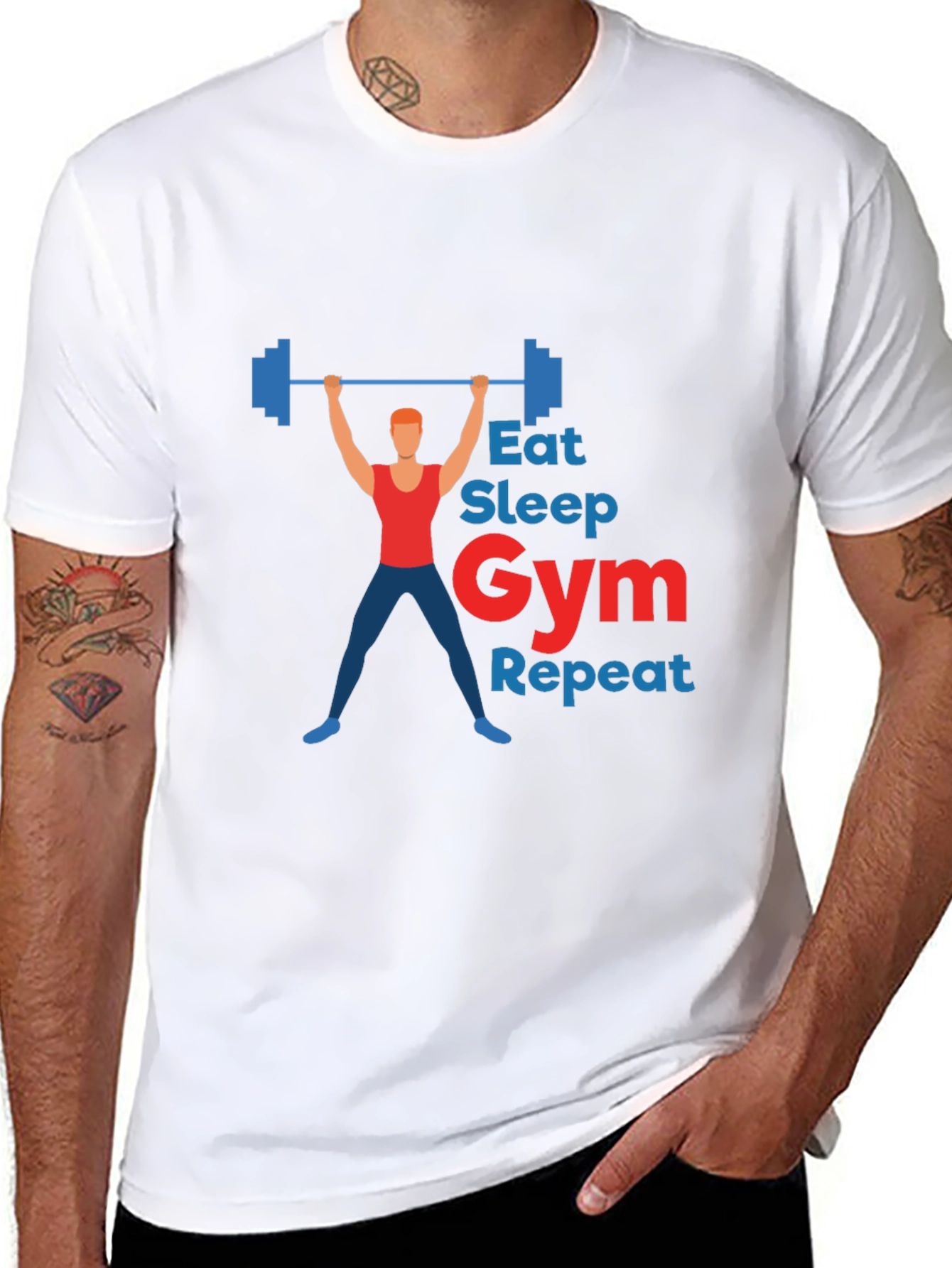 Eat Sleep Gym Repeat Graphic T-Shirt - Black