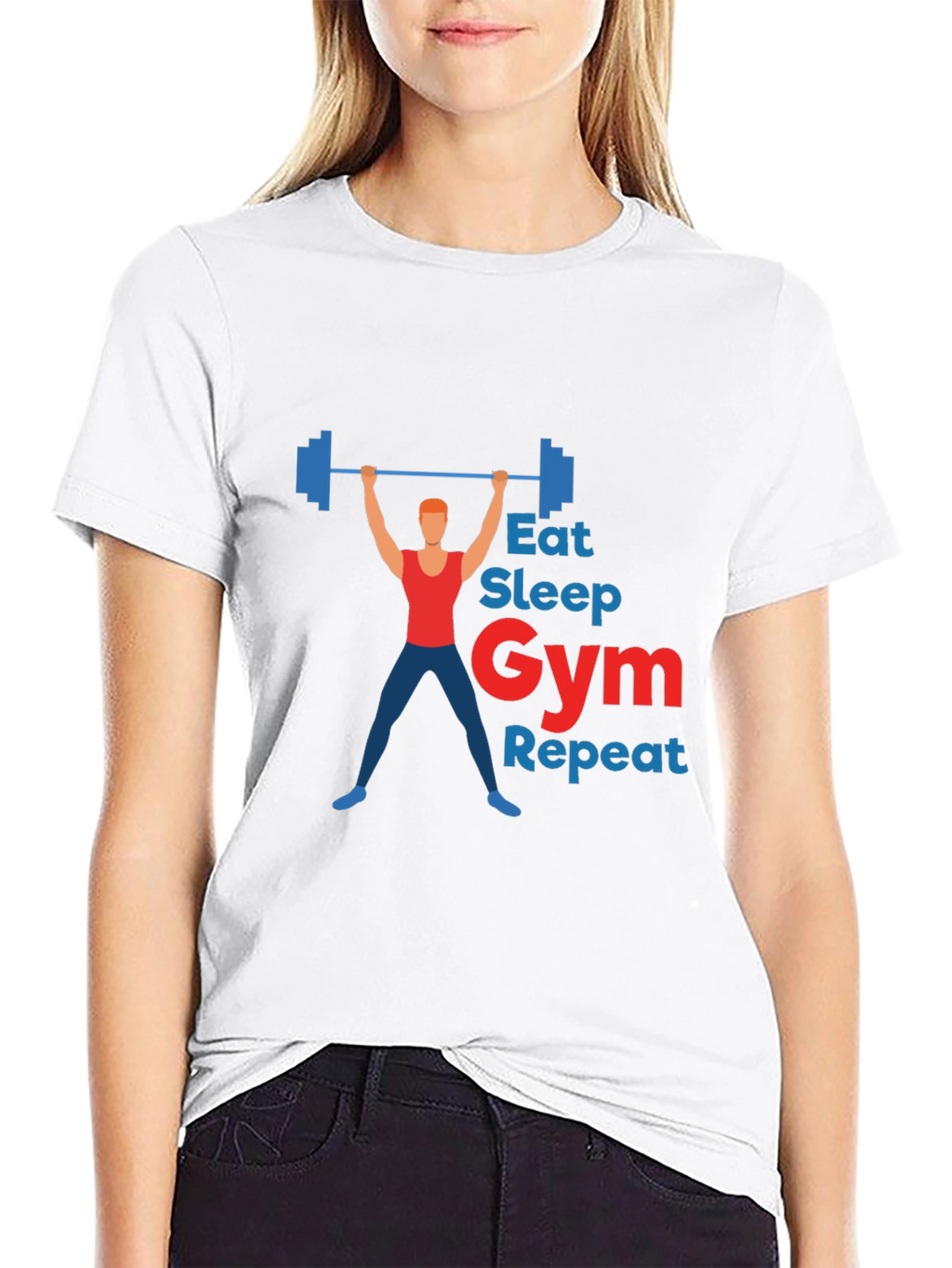 Eat Sleep Gym Repeat Graphic T-Shirt - Black