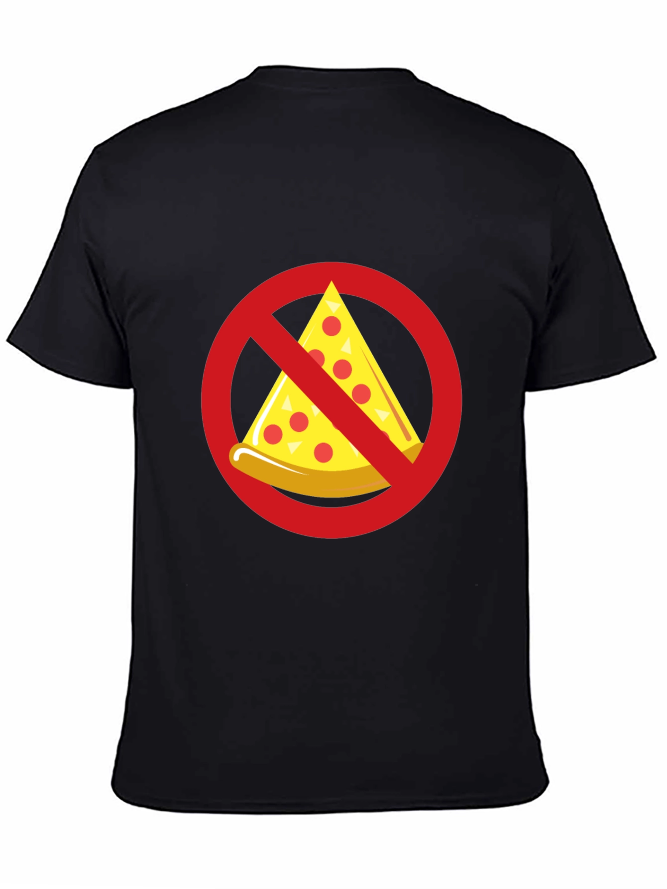No Pizza Black T-Shirt - Novelty Graphic Tee