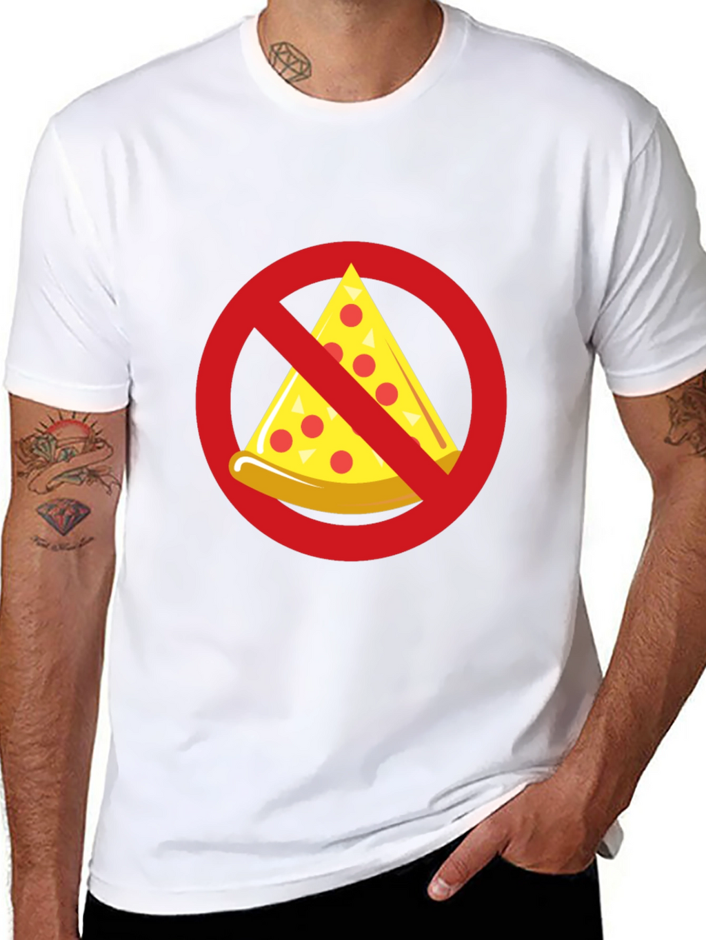 No Pizza Black T-Shirt - Novelty Graphic Tee