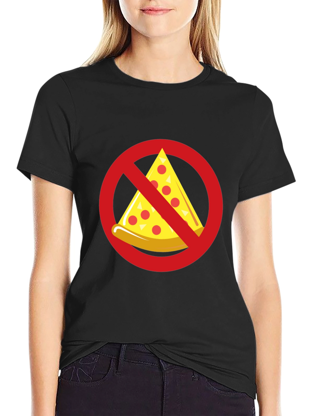 No Pizza Black T-Shirt - Novelty Graphic Tee