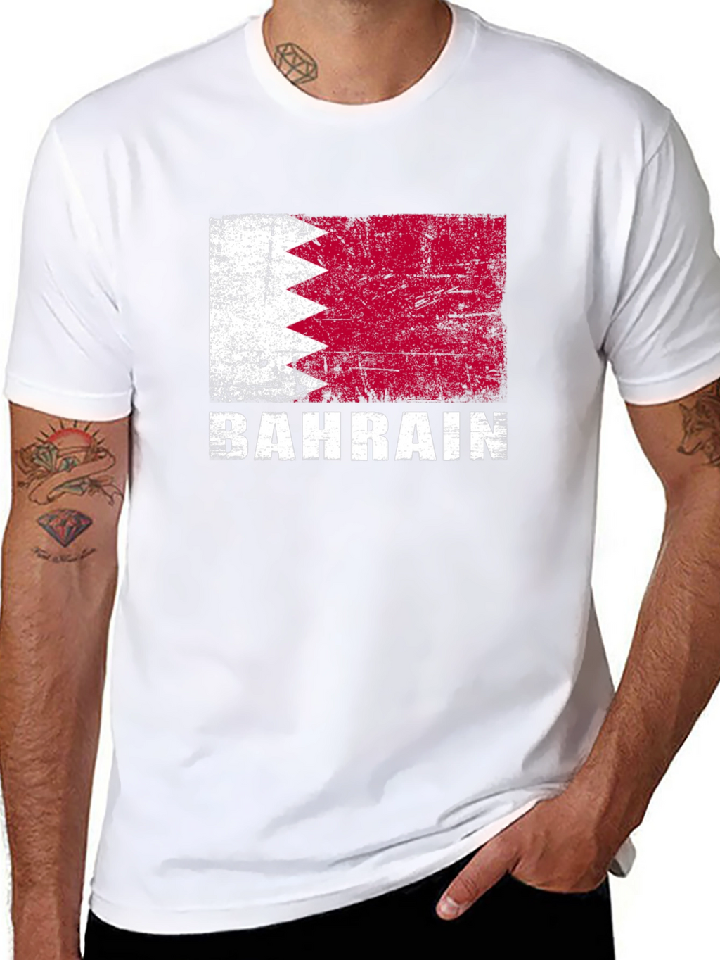Bahrain Flag T-Shirt - Distressed Graphic Tee