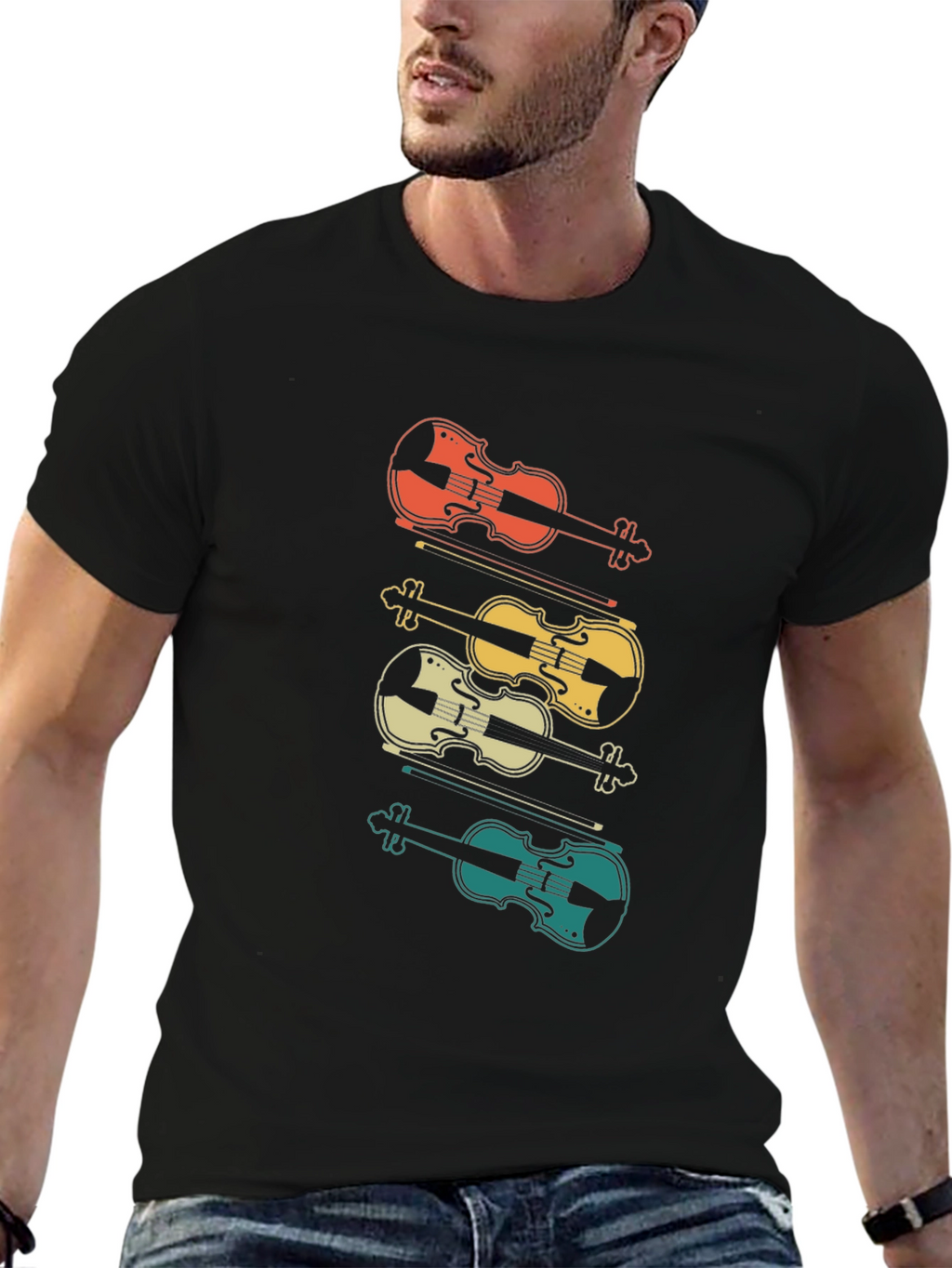 Retro Violin T-Shirt - Musical Style