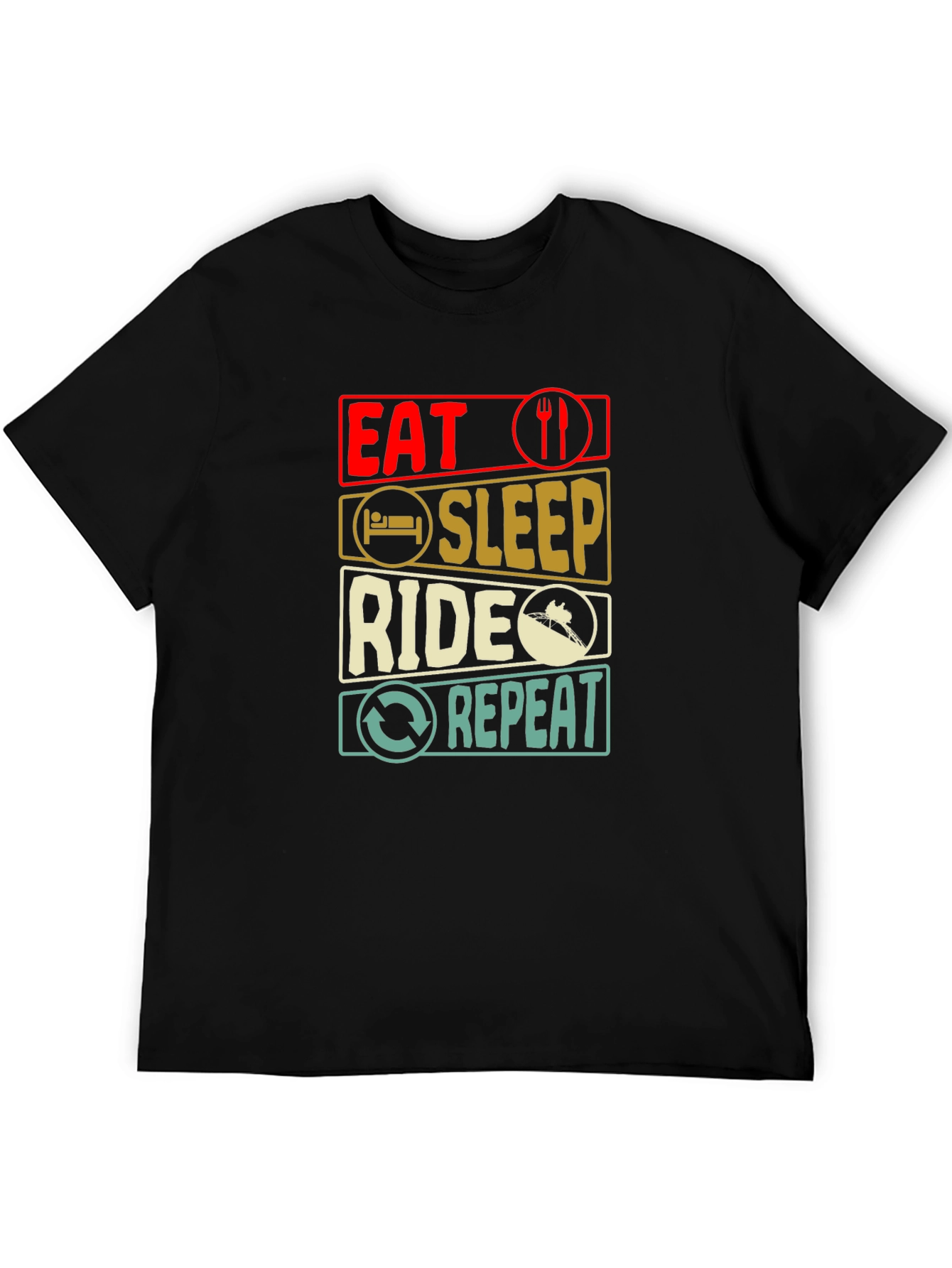 Eat Sleep Ride Repeat T-Shirt - Black Cotton Tee