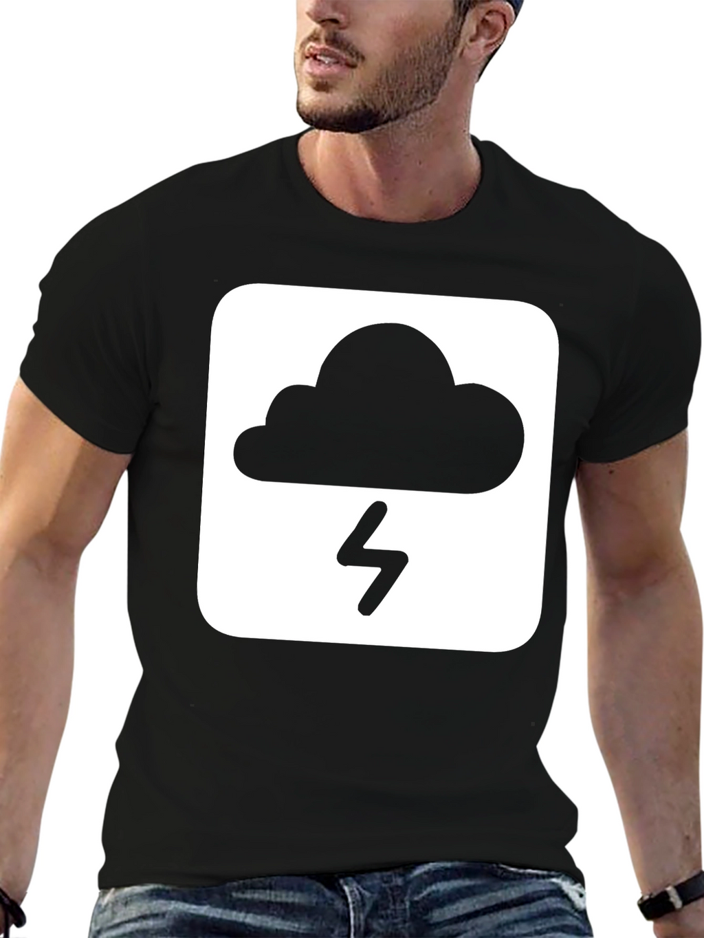 Storm Cloud Graphic T-Shirt - Black Cotton Tee