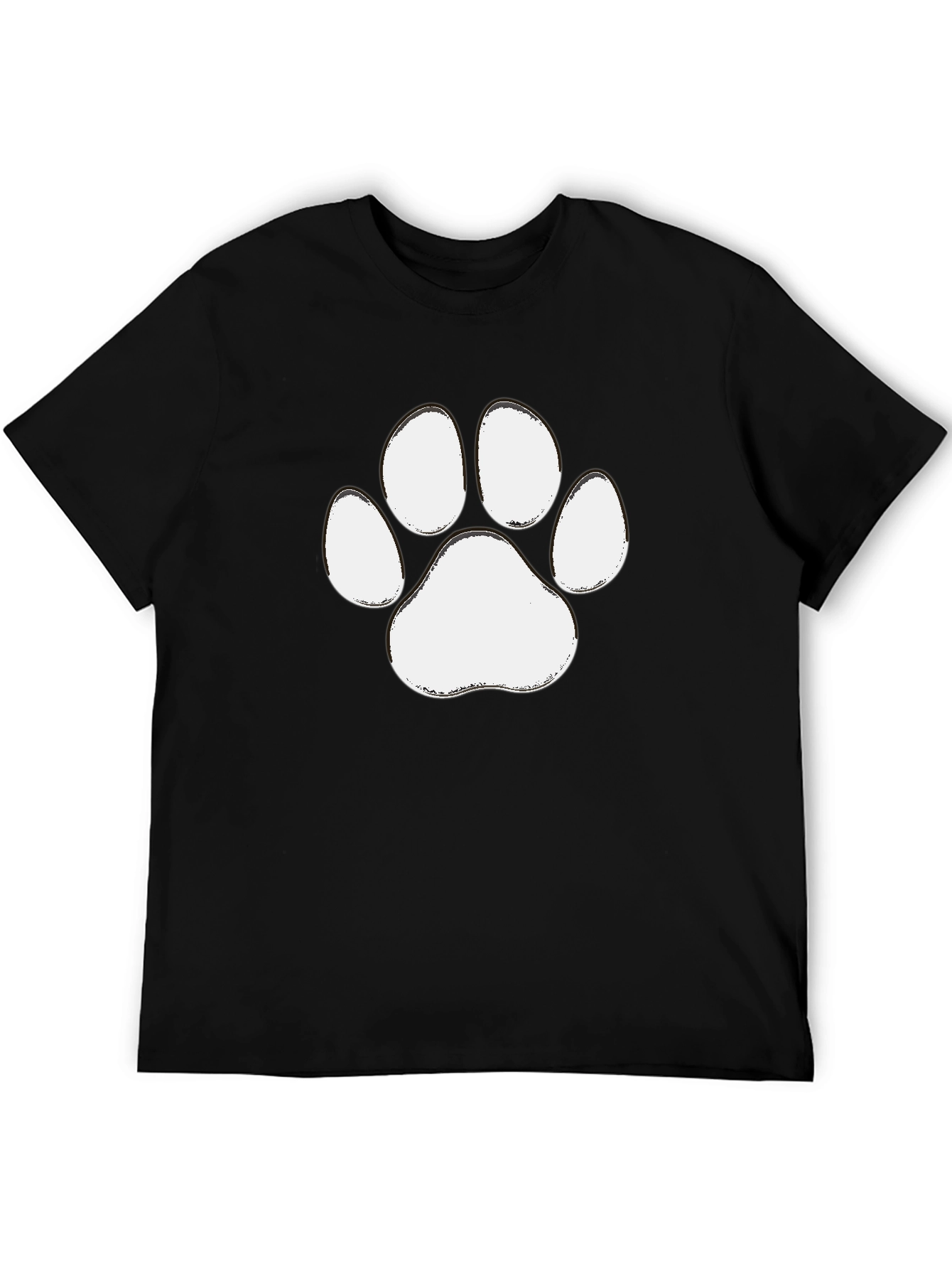 Paw Print Graphic Tee - Casual Black T-Shirt