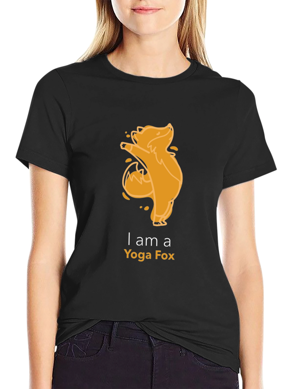 Yoga Fox Graphic Tee - Black Cotton T-Shirt