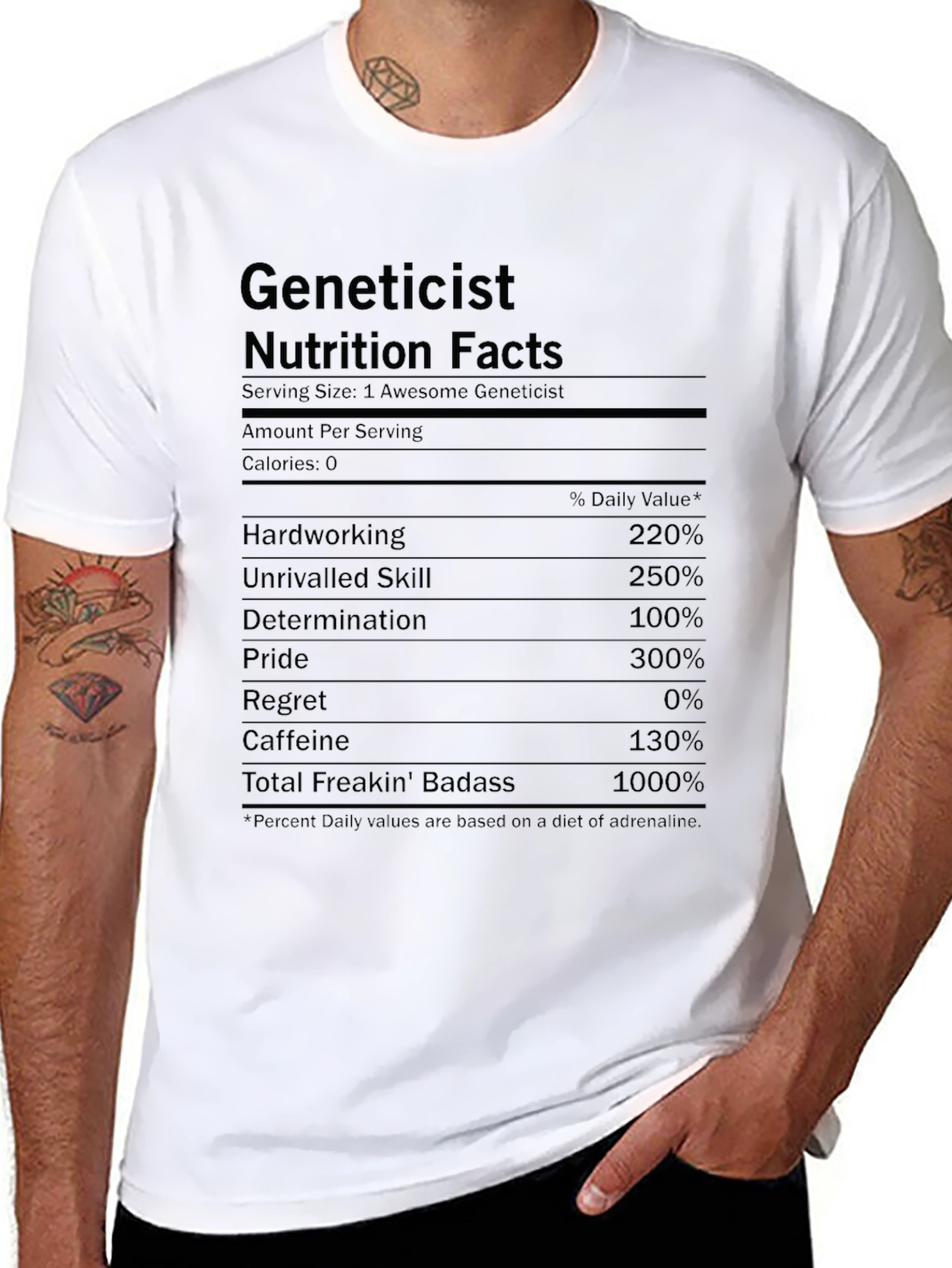 Geneticist Nutrition Facts Funny T-Shirt
