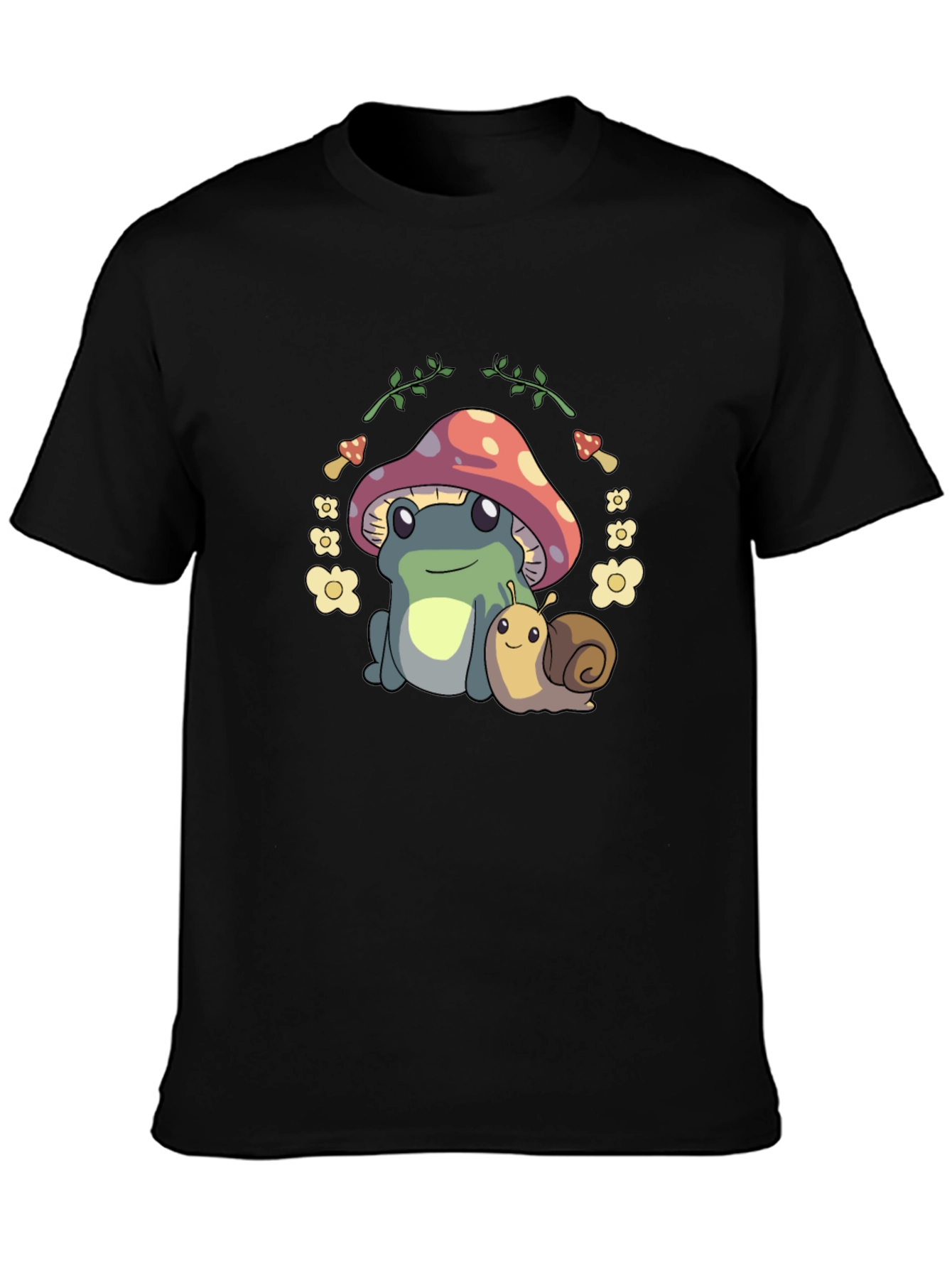 Cute Frog & Snail Mushroom T-Shirt - Unique Design