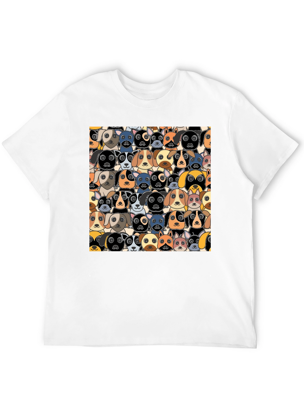 Cartoon Dog Faces Pattern T-Shirt