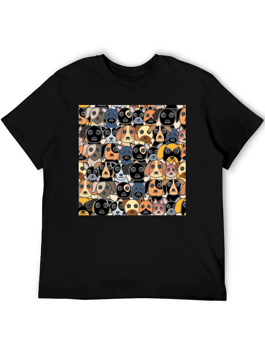 Cartoon Dog Faces Pattern T-Shirt