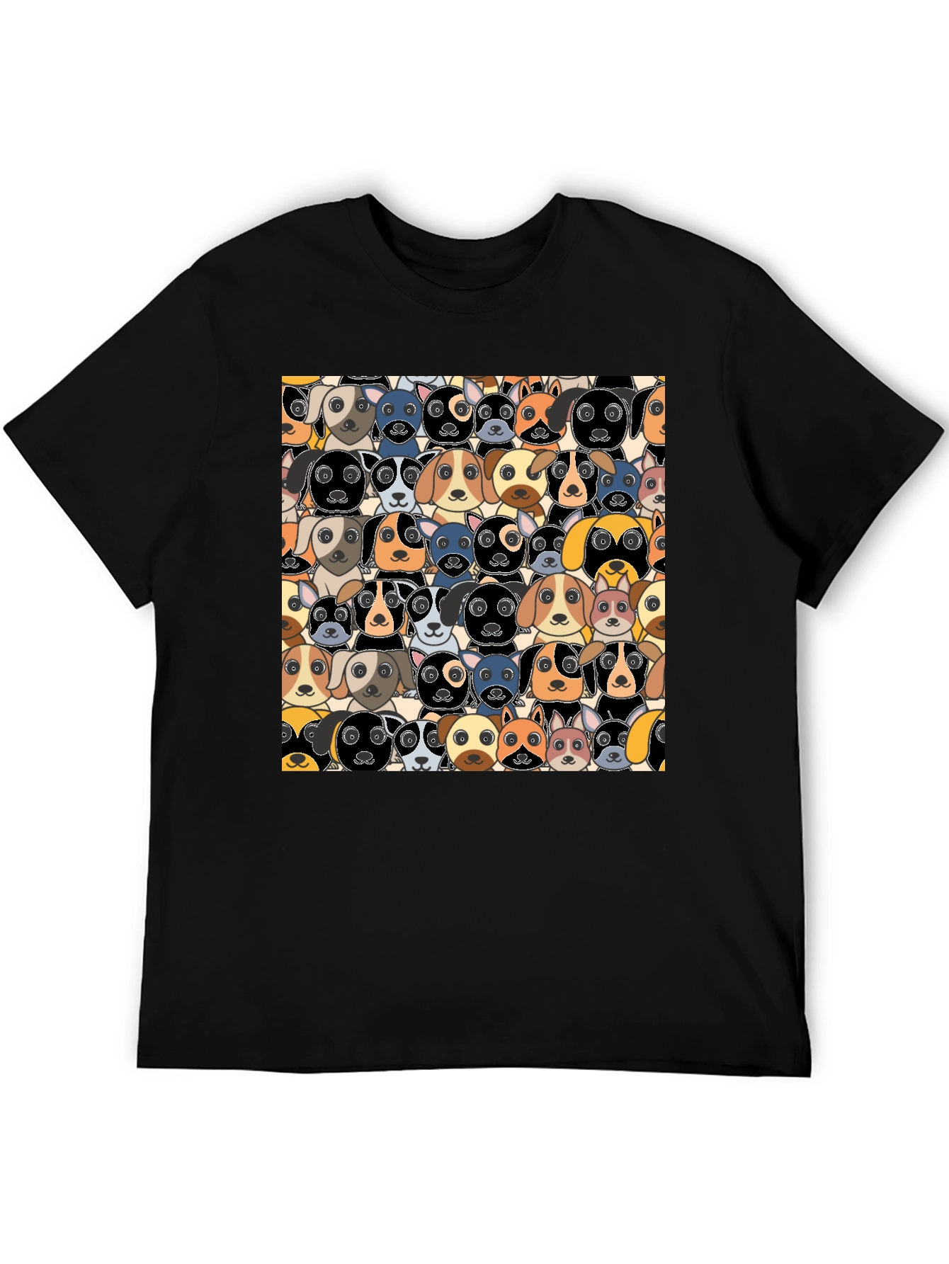 Cartoon Dog Faces Pattern T-Shirt