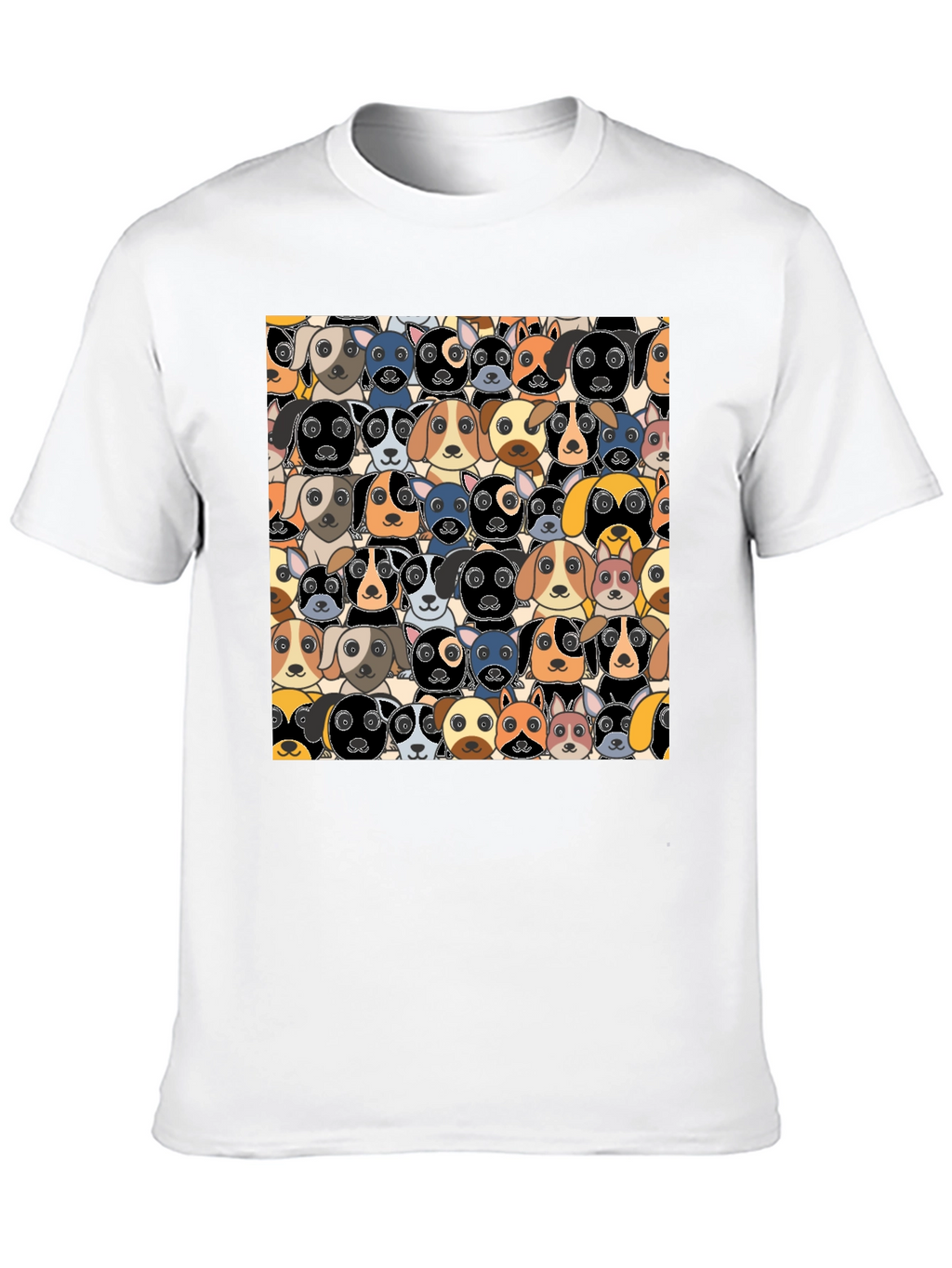 Cartoon Dog Faces Pattern T-Shirt