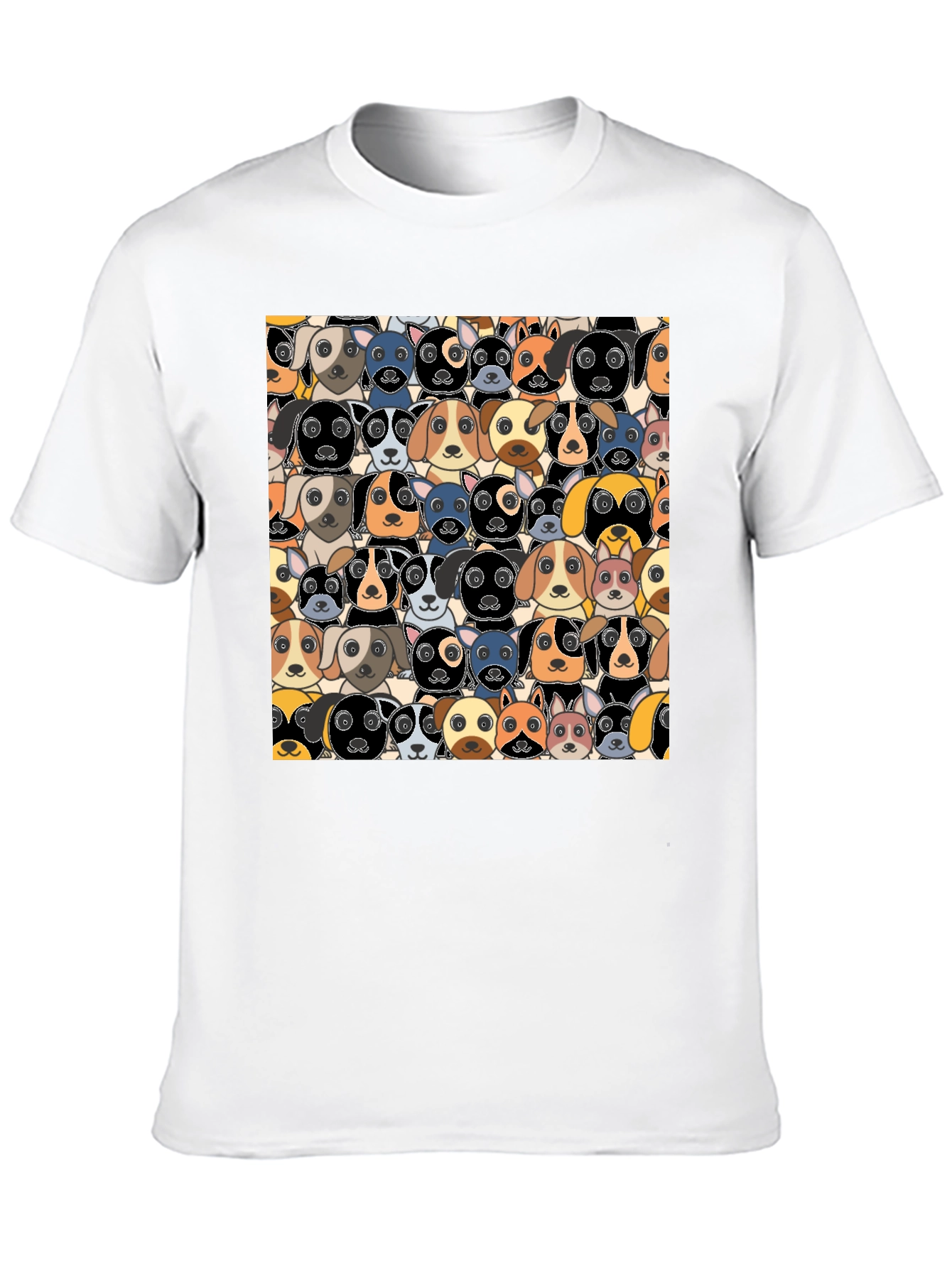 Cartoon Dog Faces Pattern T-Shirt