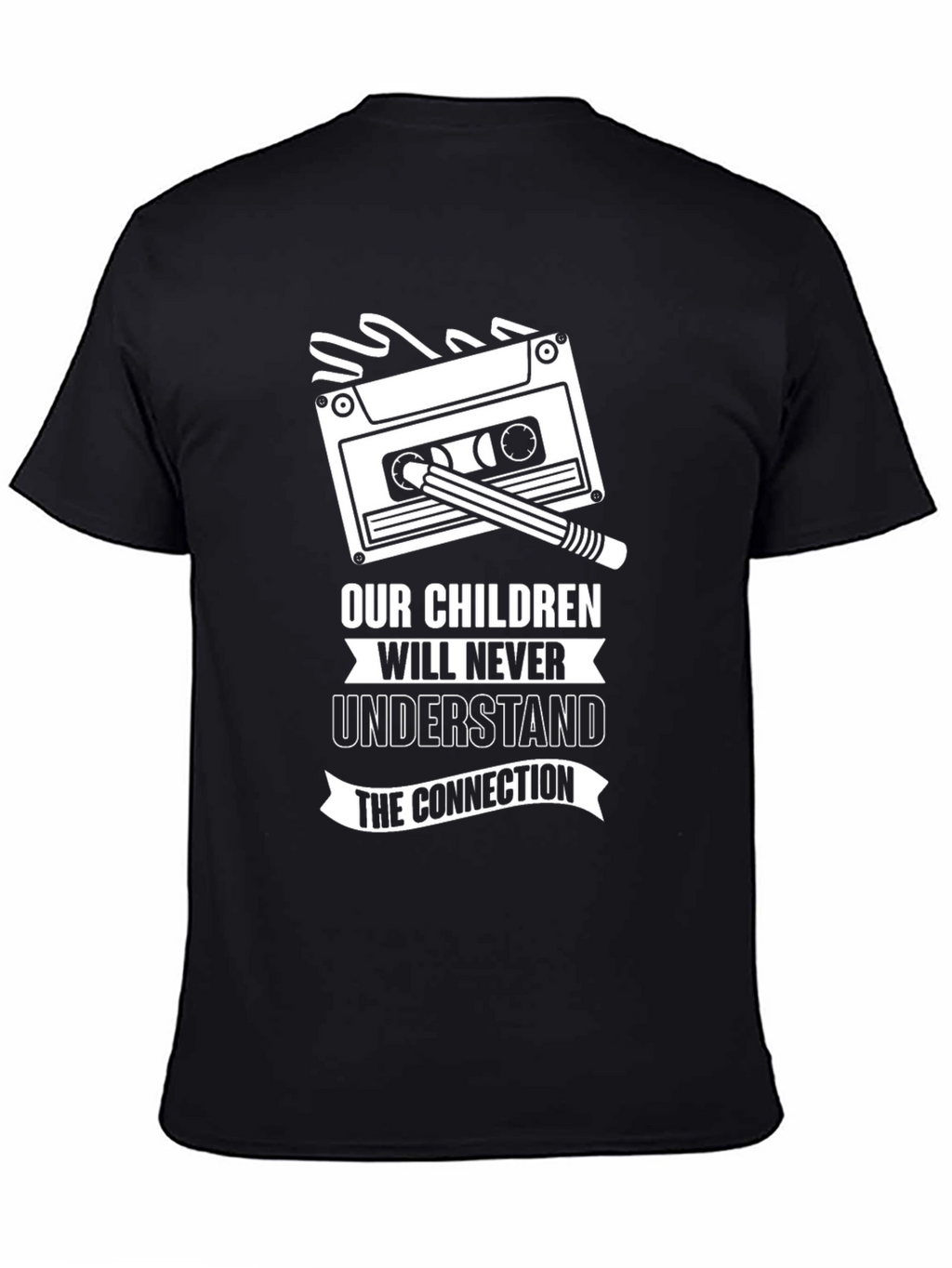 Retro Cassette Tape & Pencil Graphic T-Shirt