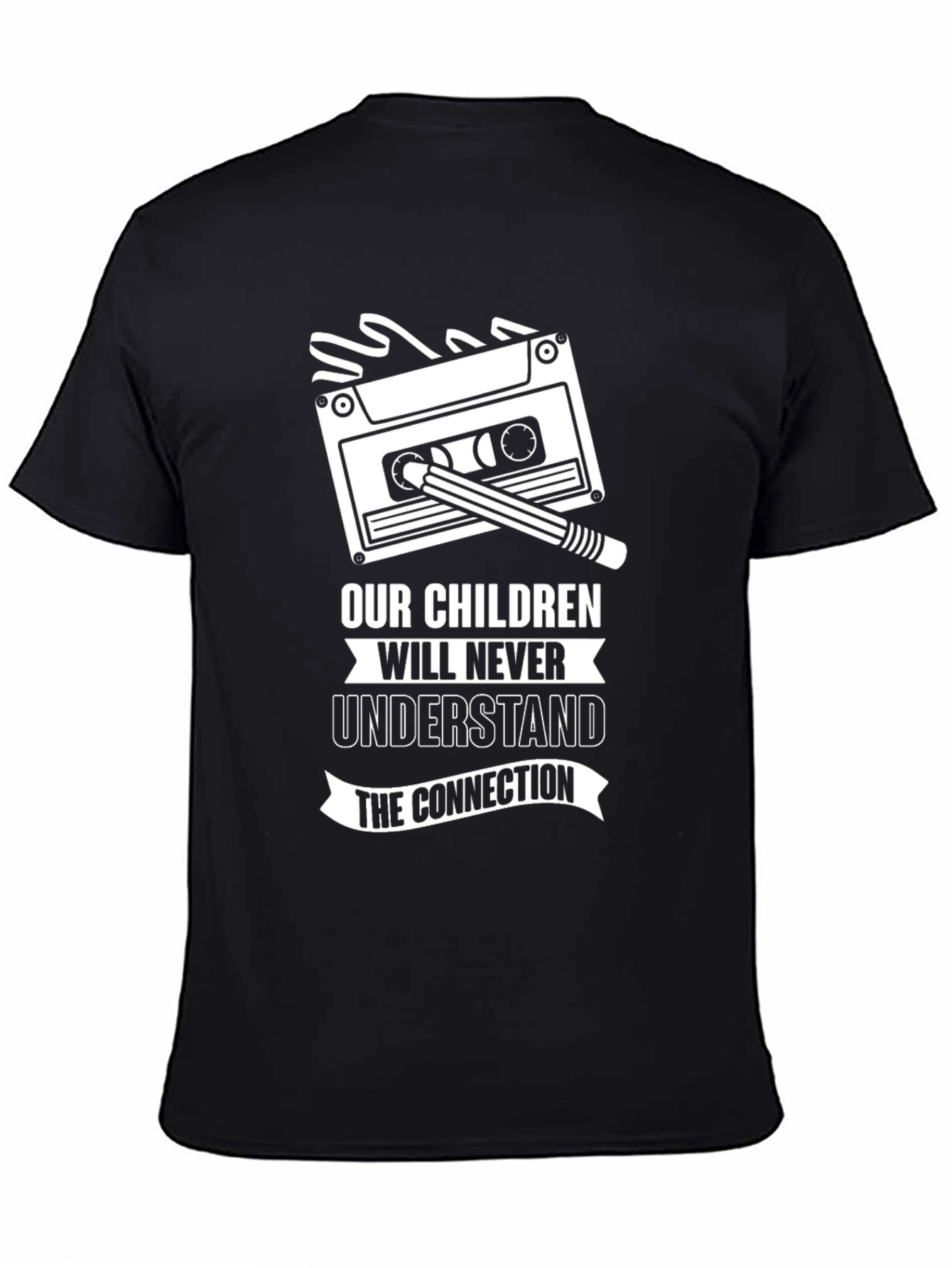 Retro Cassette Tape & Pencil Graphic T-Shirt