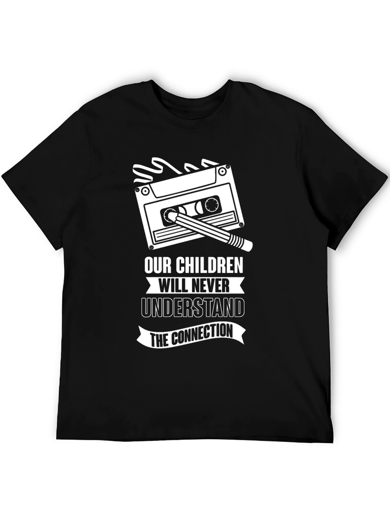 Retro Cassette Tape & Pencil Graphic T-Shirt