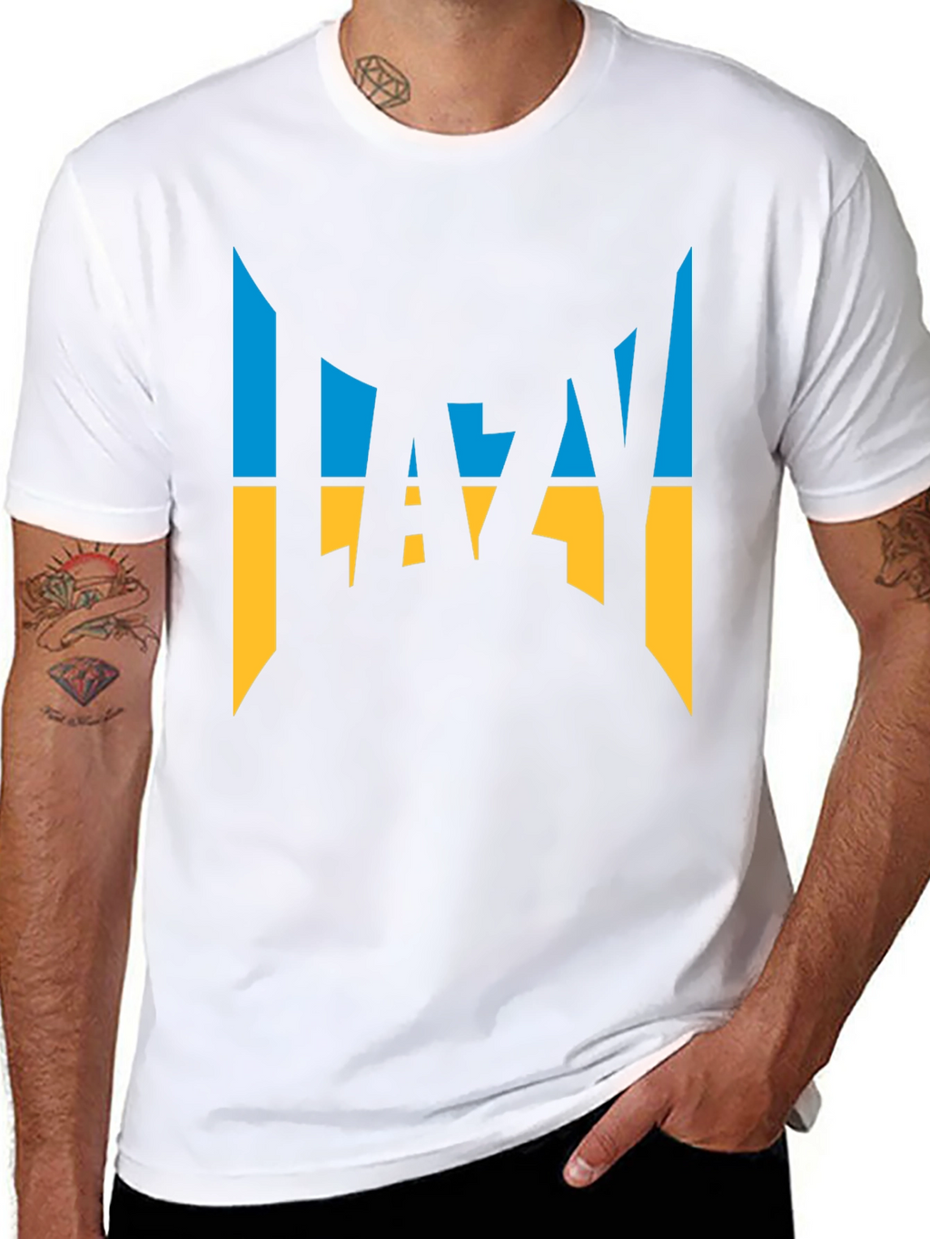 Lazy Ukrainian Flag Inspired Graphic T-Shirt