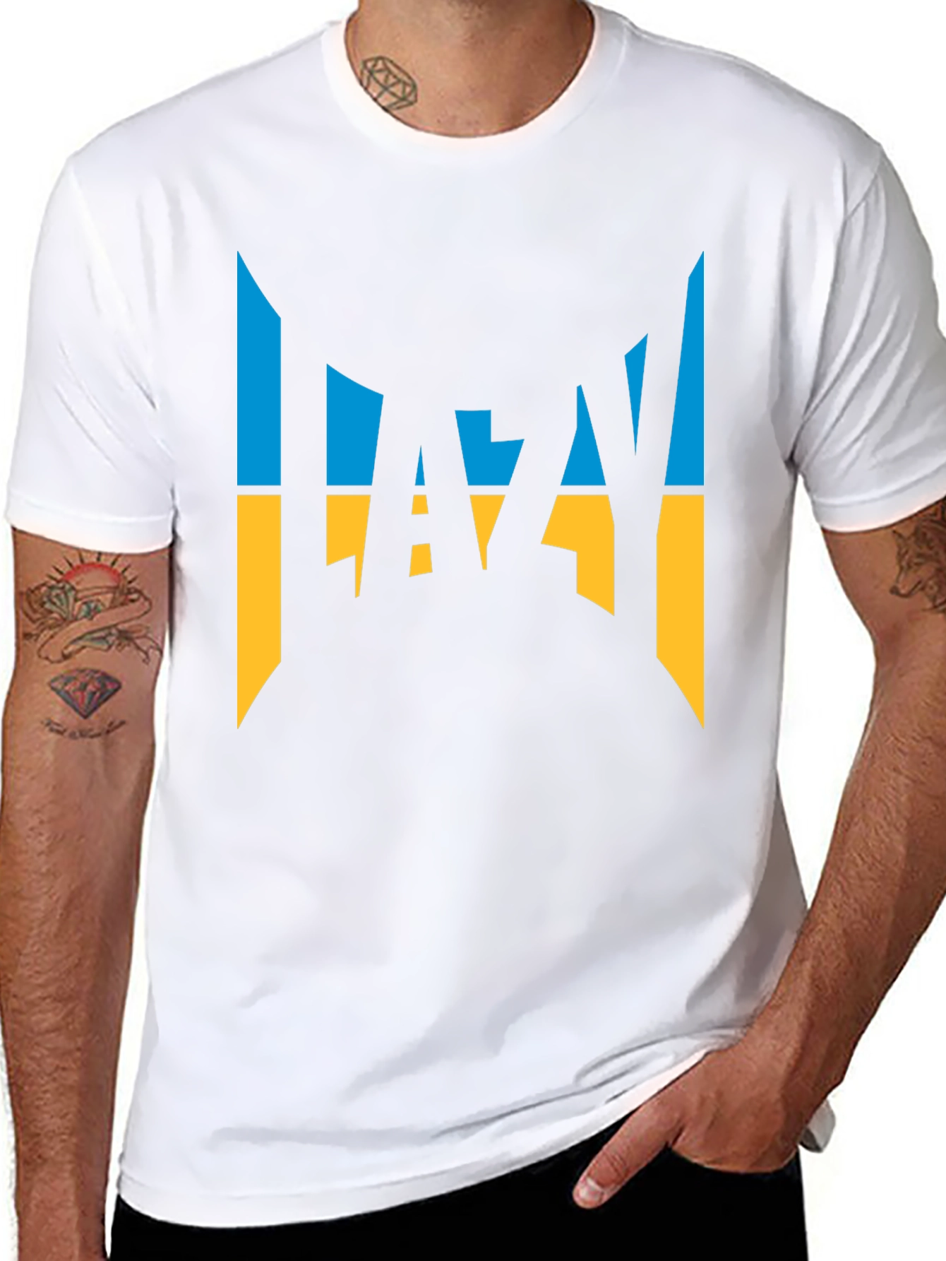 Lazy Ukrainian Flag Inspired Graphic T-Shirt