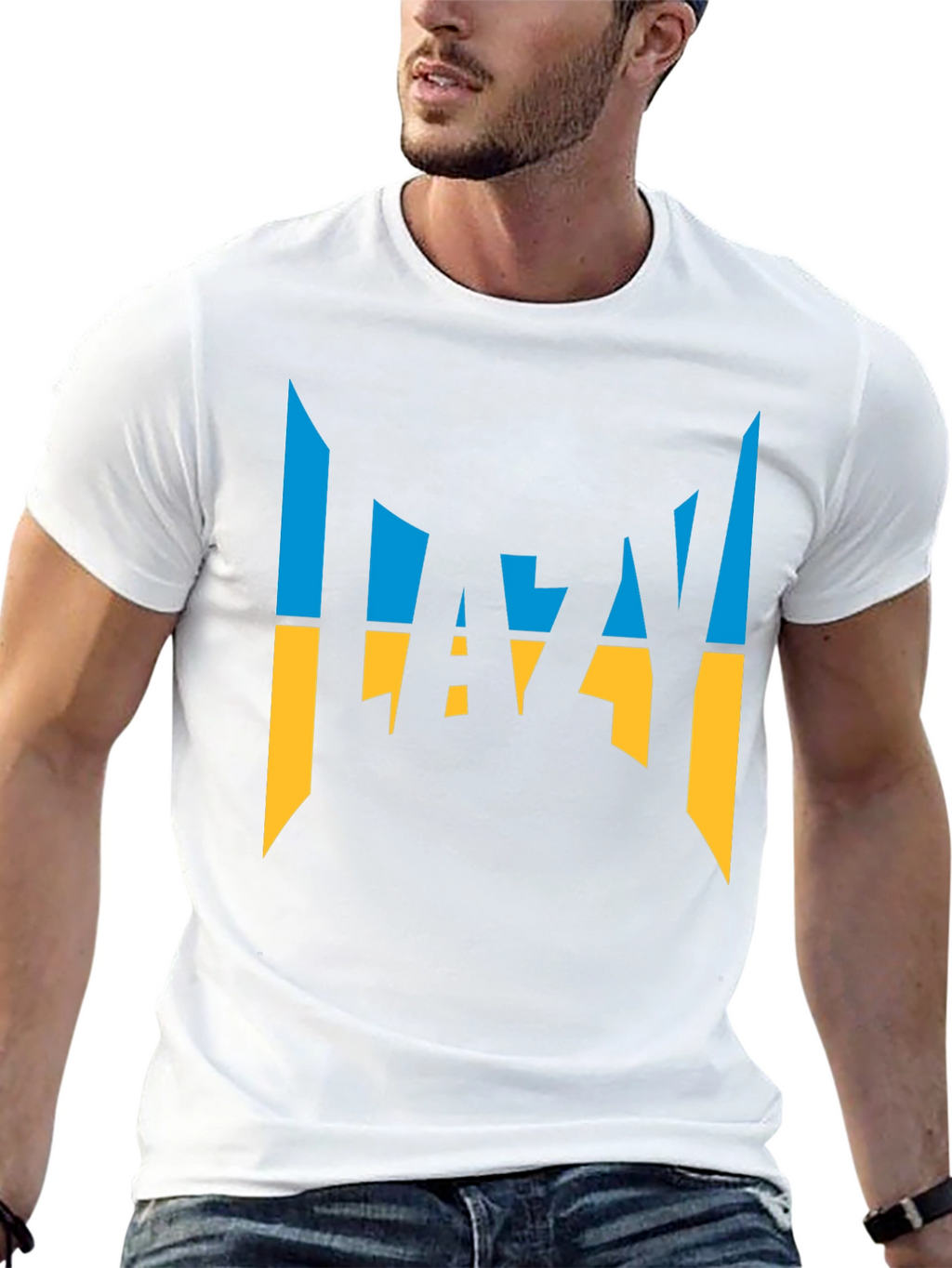 Lazy Ukrainian Flag Inspired Graphic T-Shirt