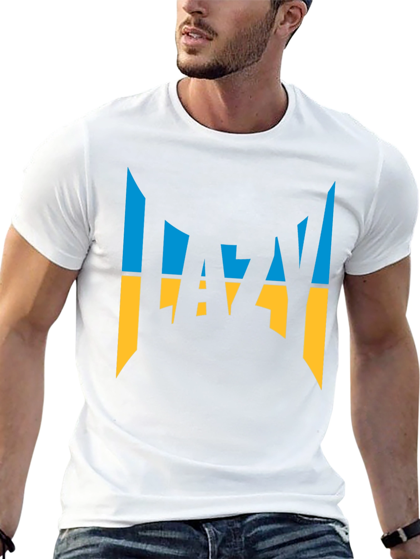 Lazy Ukrainian Flag Inspired Graphic T-Shirt