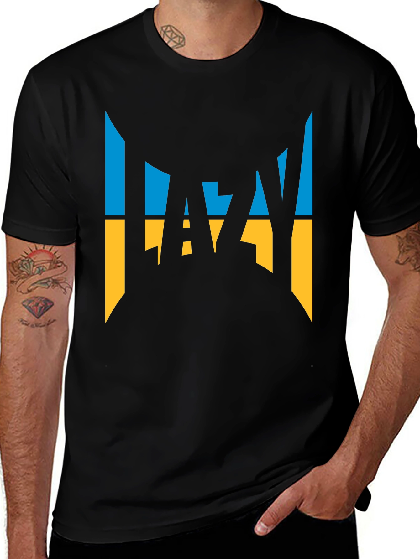 Lazy Ukrainian Flag Inspired Graphic T-Shirt