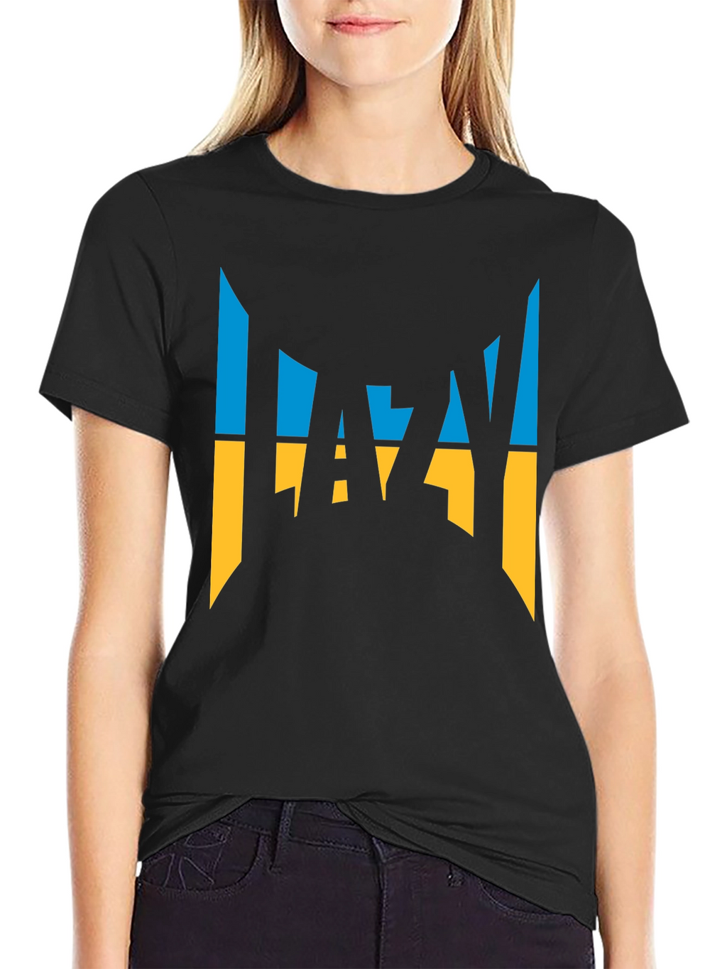 Lazy Ukrainian Flag Inspired Graphic T-Shirt