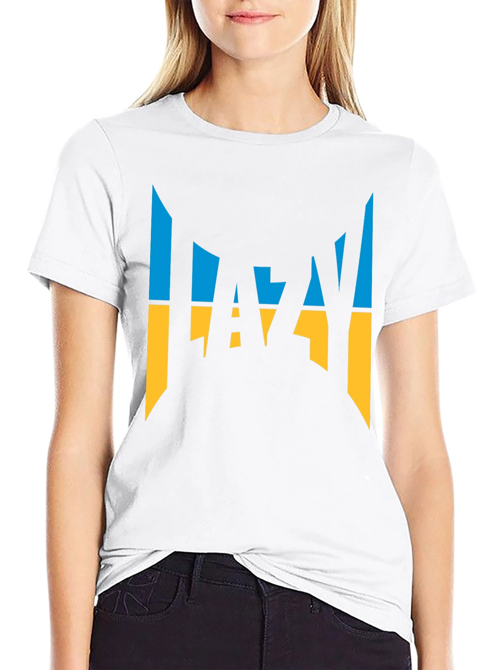 Lazy Ukrainian Flag Inspired Graphic T-Shirt