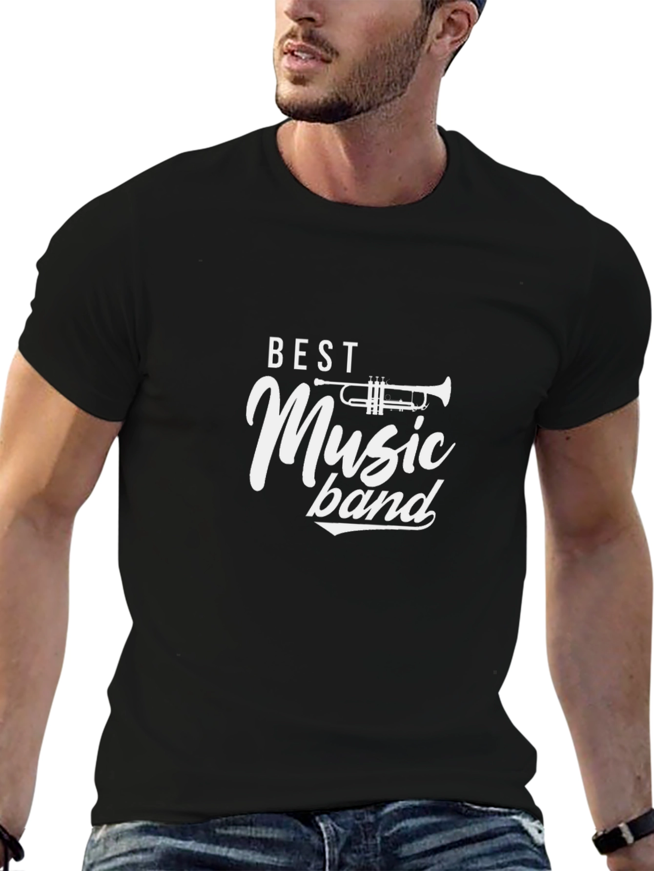Best Music Band Trumpet Graphic Black T-Shirt