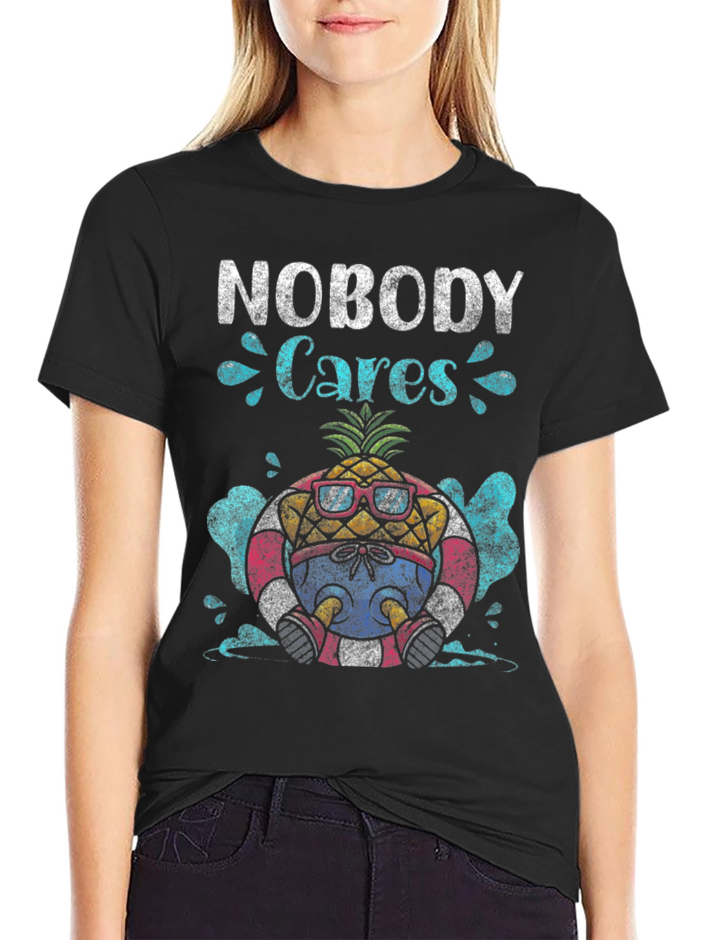 Nobody Cares Pineapple Graphic T-Shirt