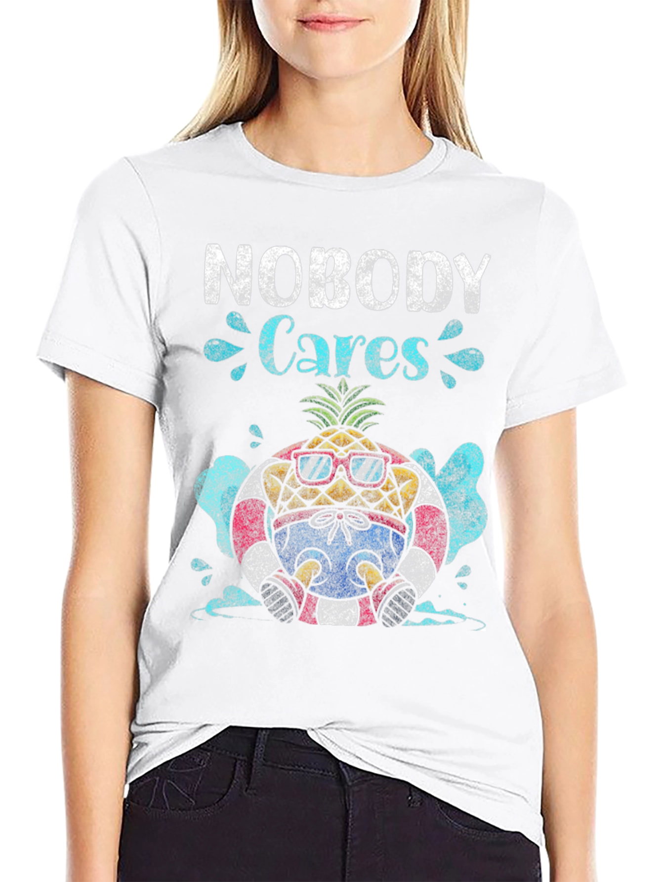 Nobody Cares Pineapple Graphic T-Shirt