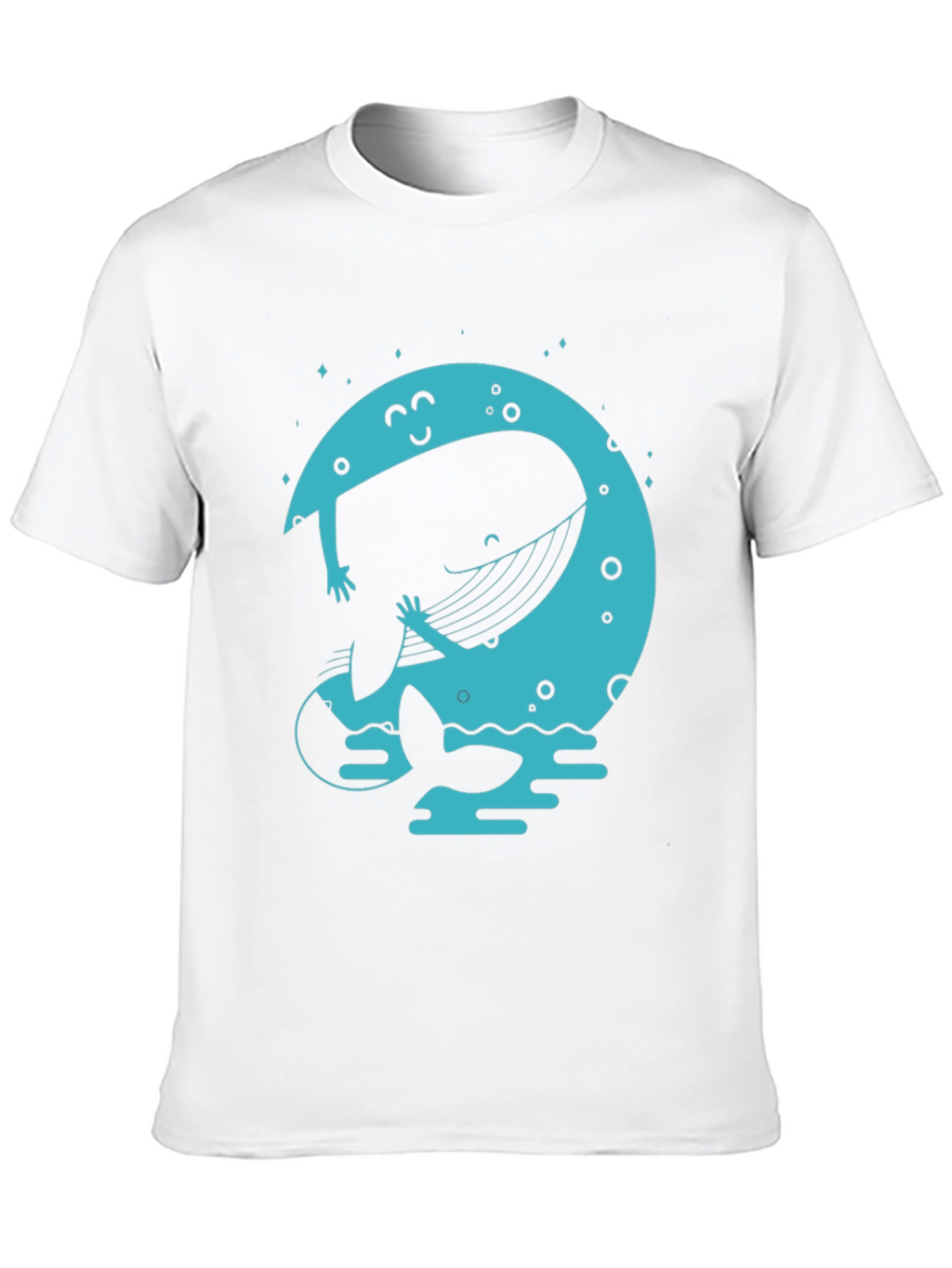 Moon Whale Graphic Tee - Black Cotton Blend