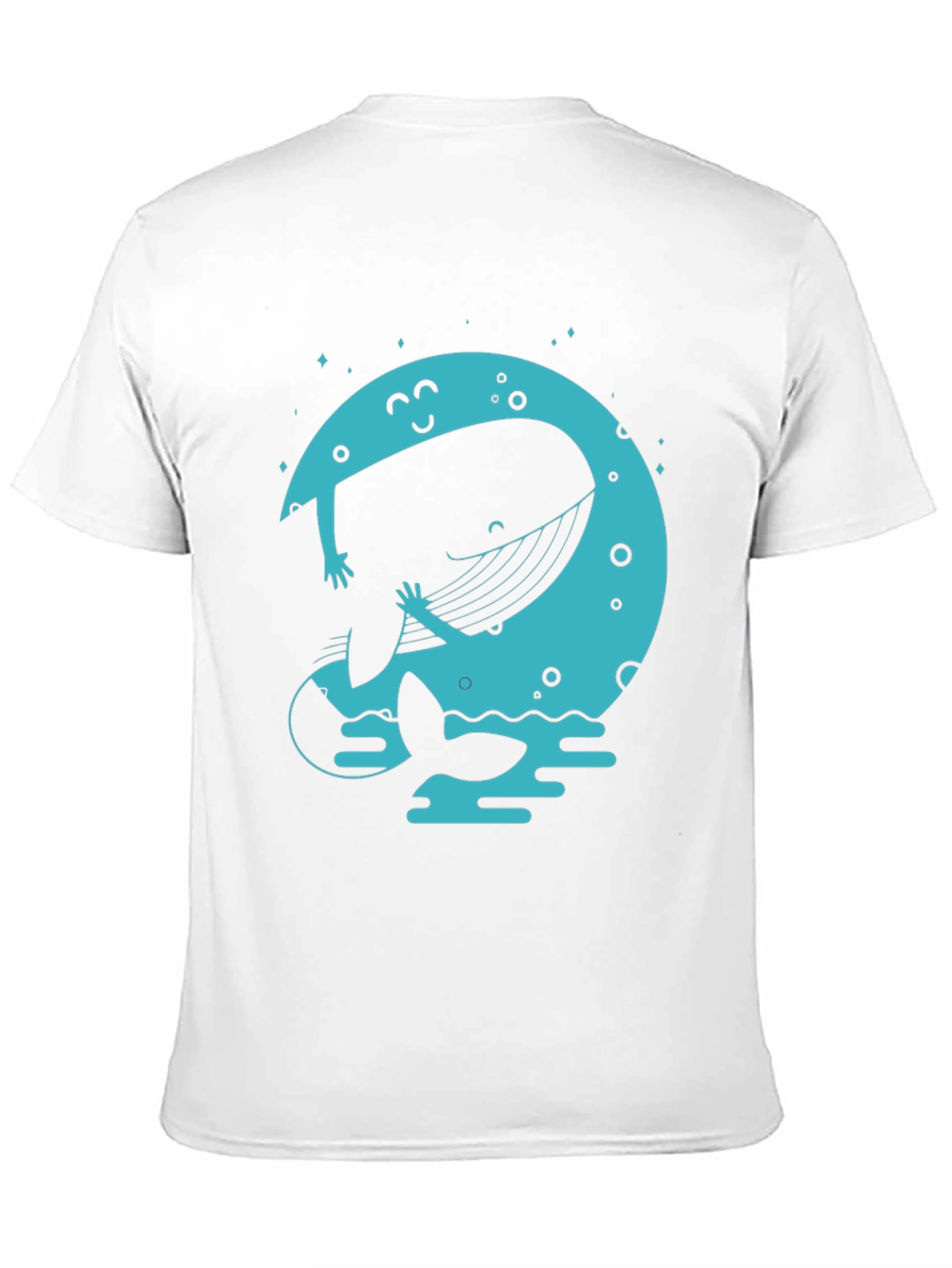 Moon Whale Graphic Tee - Black Cotton Blend