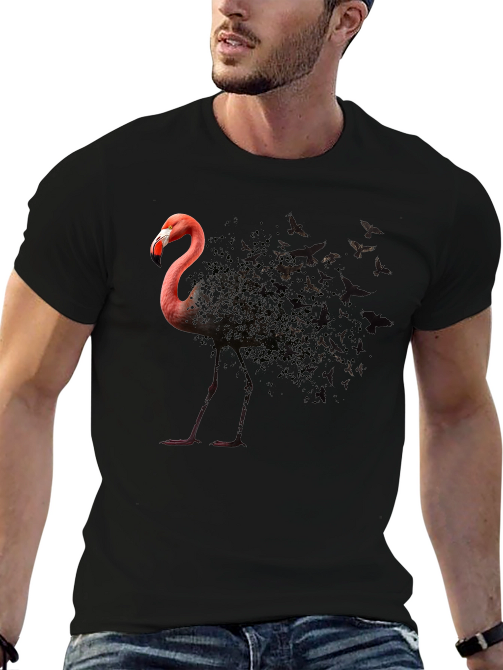 Flamingo Butterfly T-Shirt - Unique Graphic Tee
