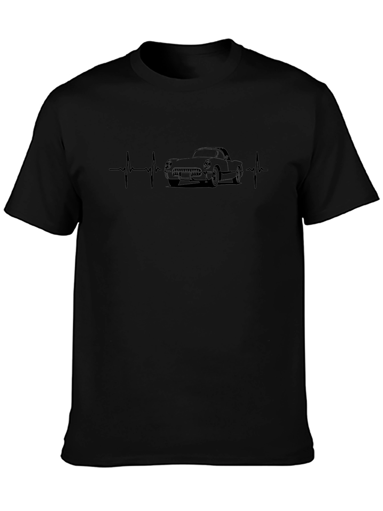 Classic Car Heartbeat Black T-Shirt