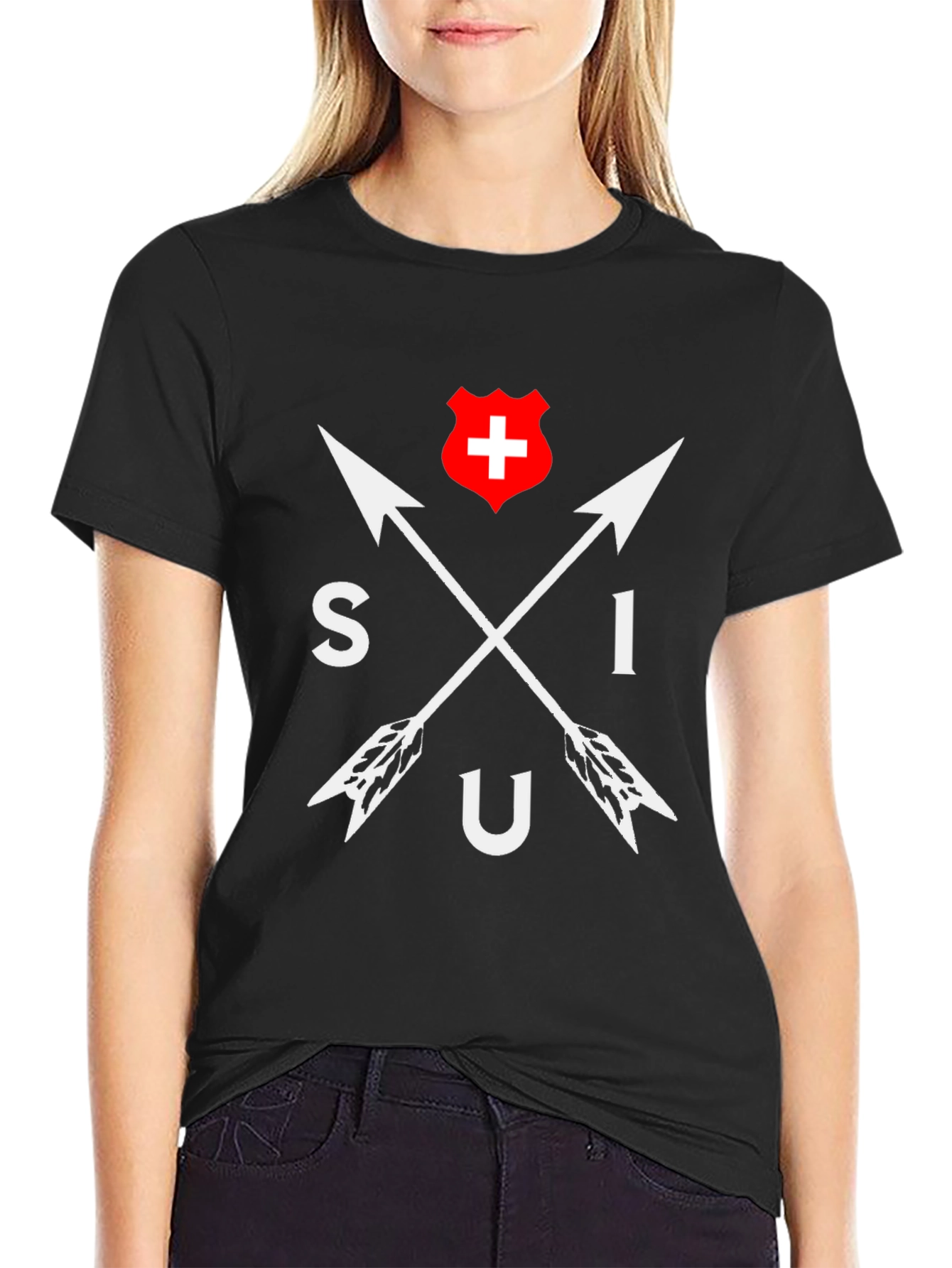 SIU Switzerland Arrow T-Shirt - Black Cotton Tee