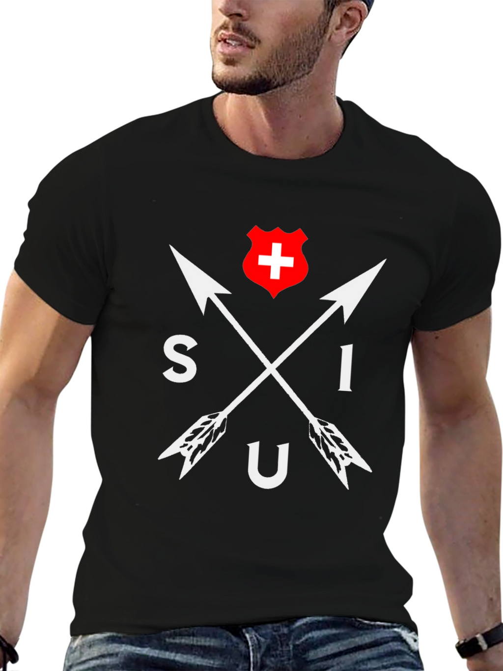 SIU Switzerland Arrow T-Shirt - Black Cotton Tee