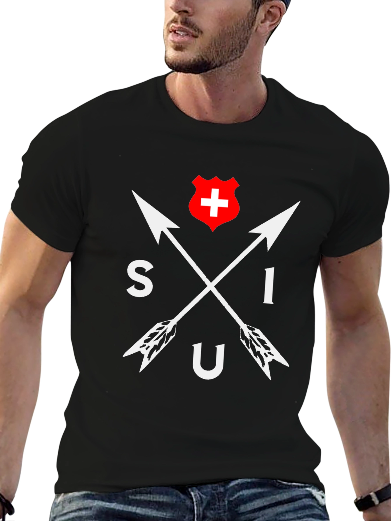 SIU Switzerland Arrow T-Shirt - Black Cotton Tee