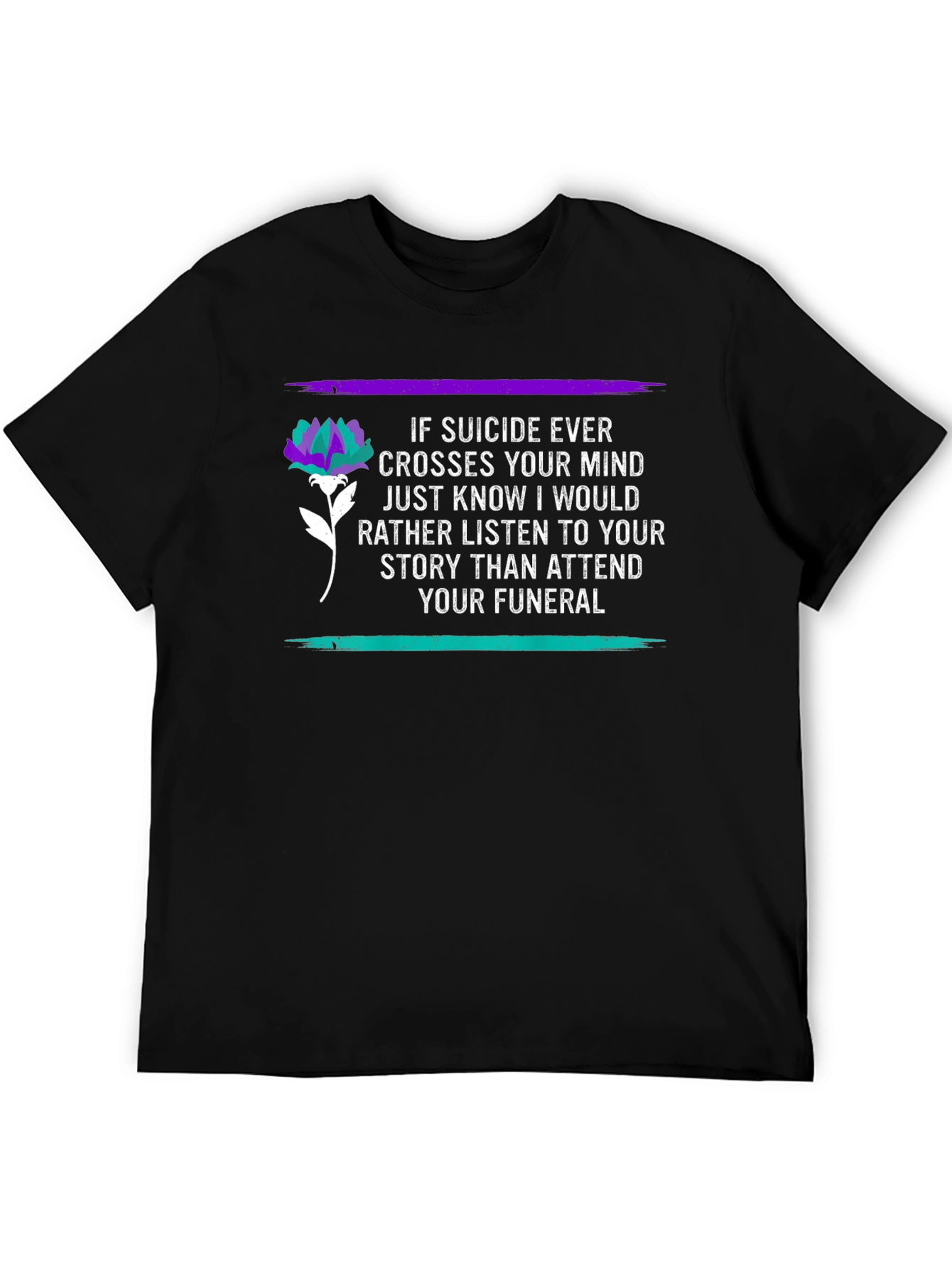 Suicide Awareness Black T-Shirt - Listen Not Attend