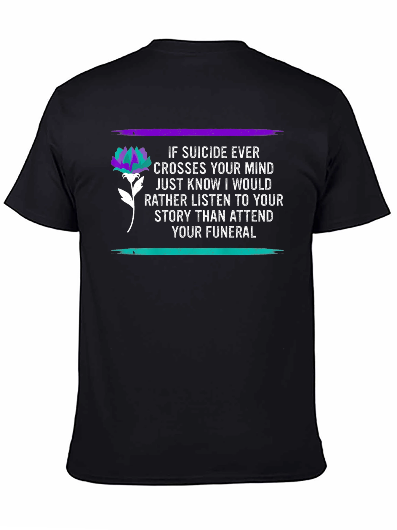Suicide Awareness Black T-Shirt - Listen Not Attend