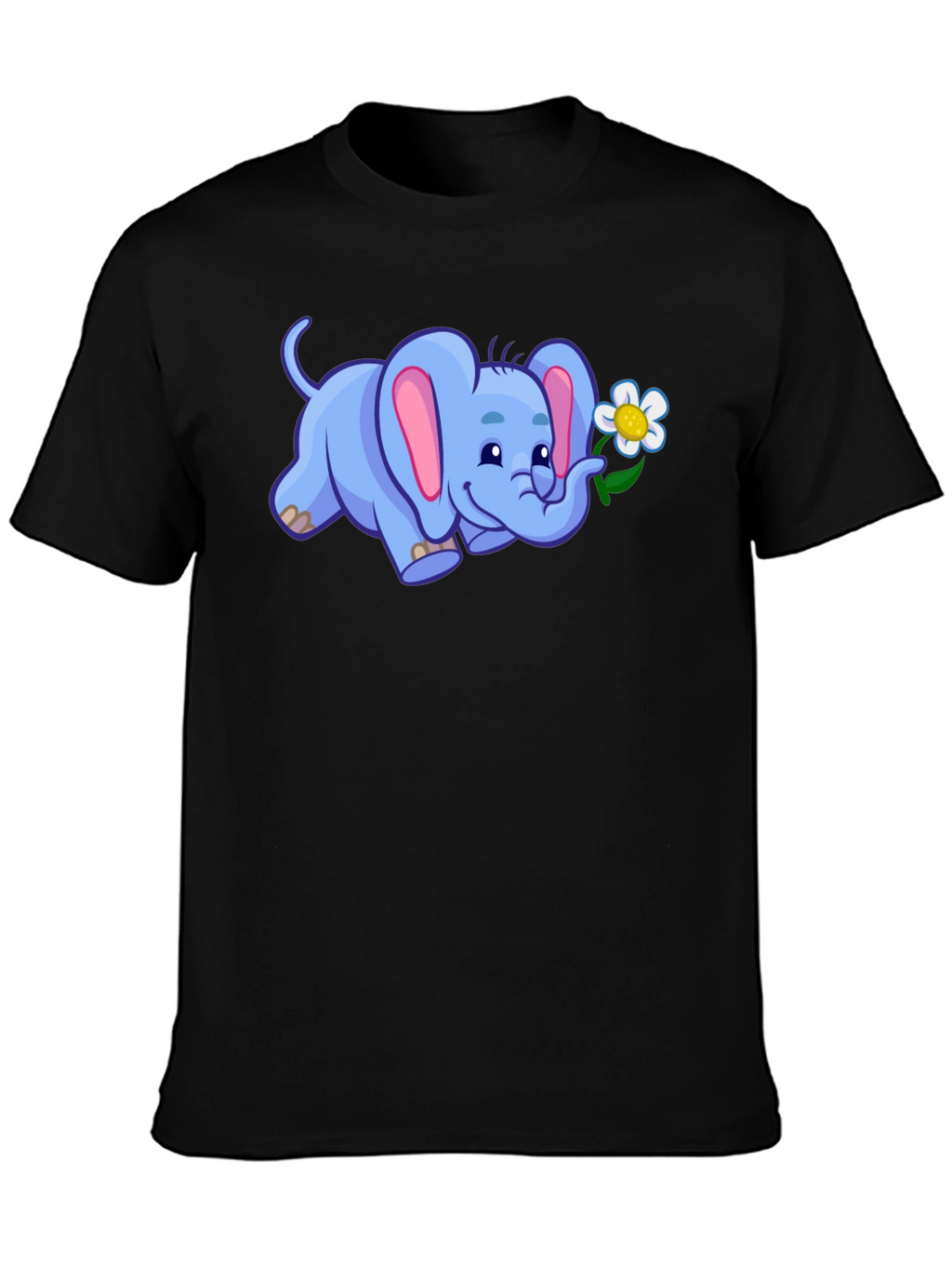 Cute Elephant with Flower Graphic T-Shirt